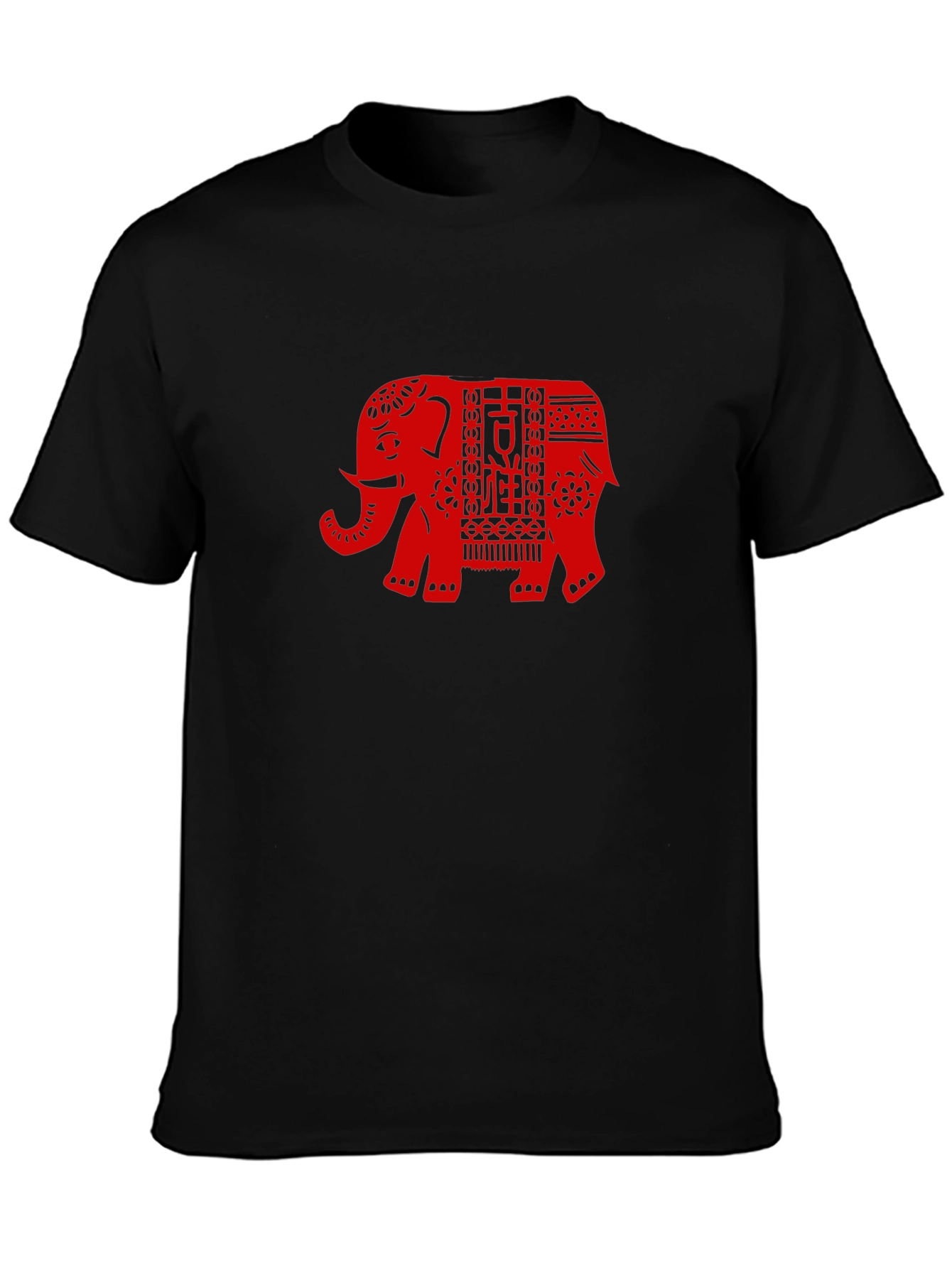 Elephant Graphic Tee - Black Cotton Shirt