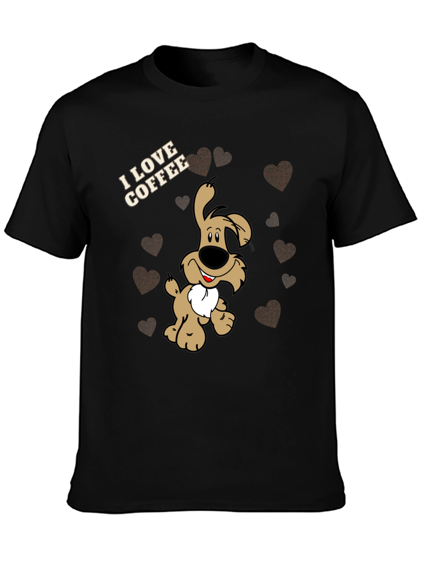 I Love Coffee Dog T-Shirt - Black
