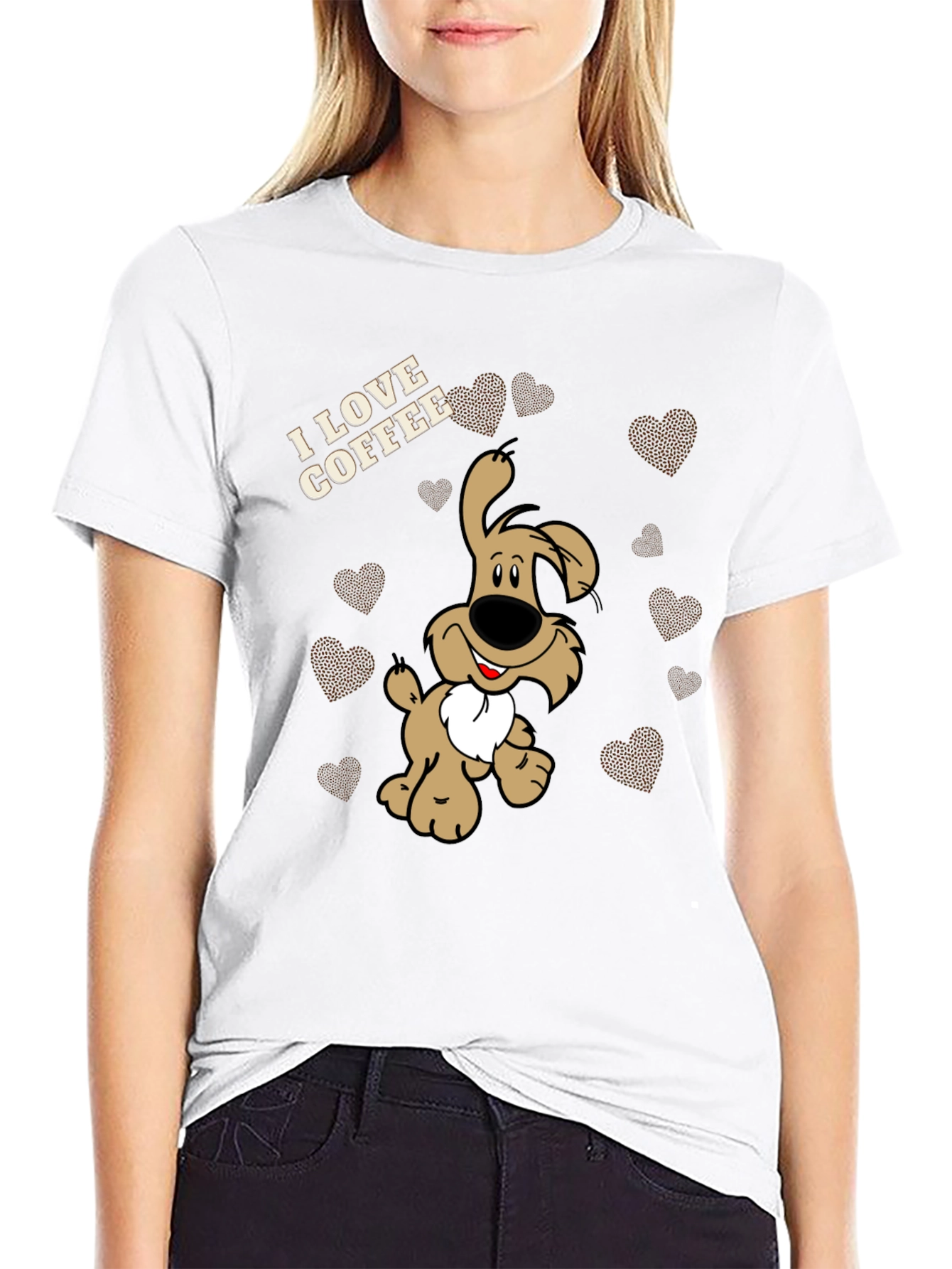 I Love Coffee Dog T-Shirt - Black
