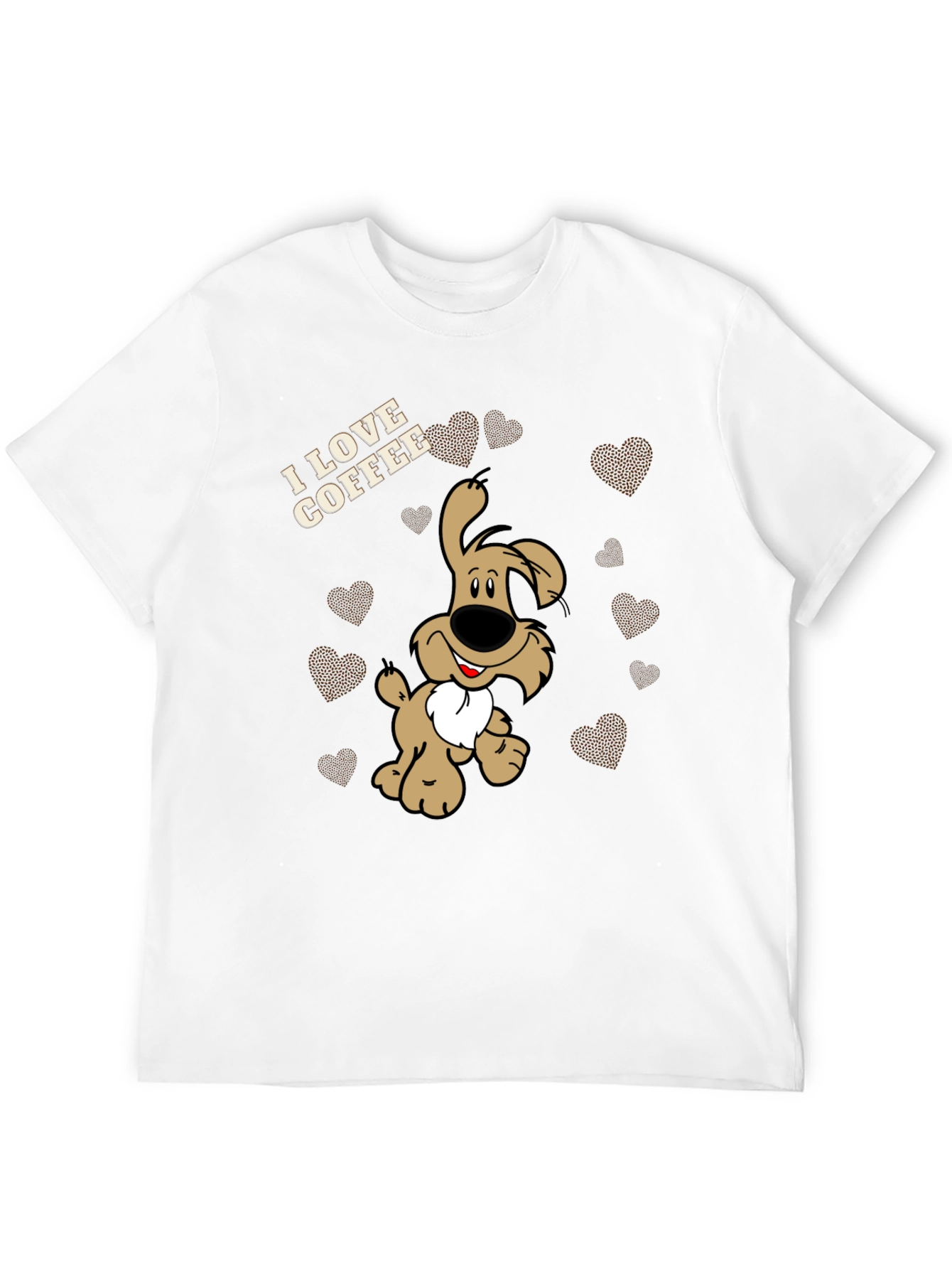 I Love Coffee Dog T-Shirt - Black