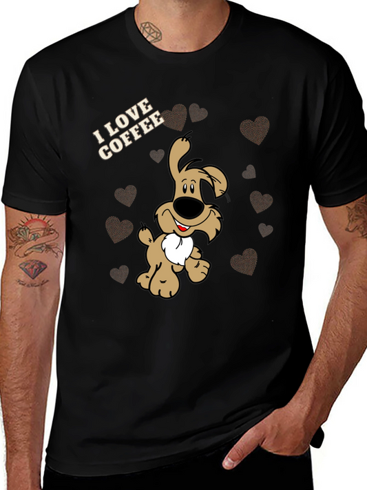 I Love Coffee Dog T-Shirt - Black