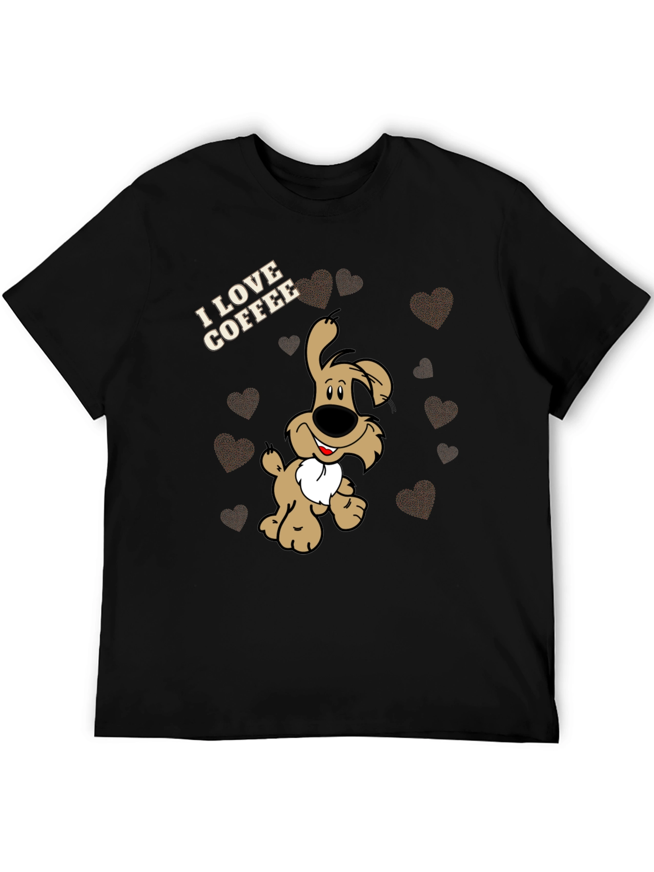 I Love Coffee Dog T-Shirt - Black
