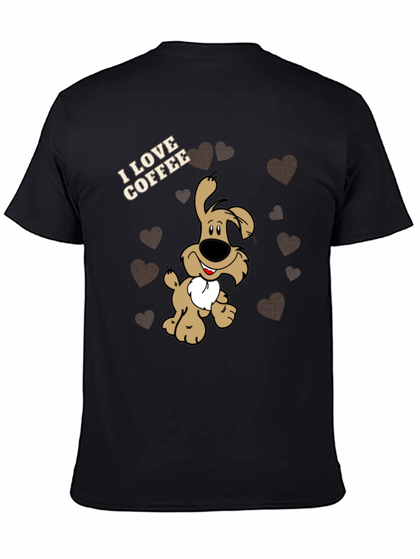 I Love Coffee Dog T-Shirt - Black