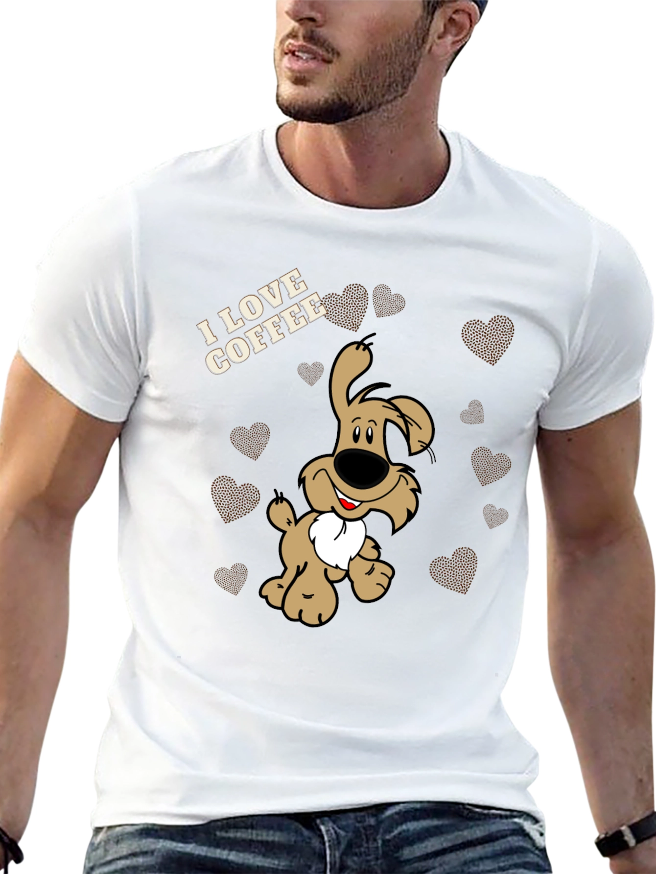I Love Coffee Dog T-Shirt - Black