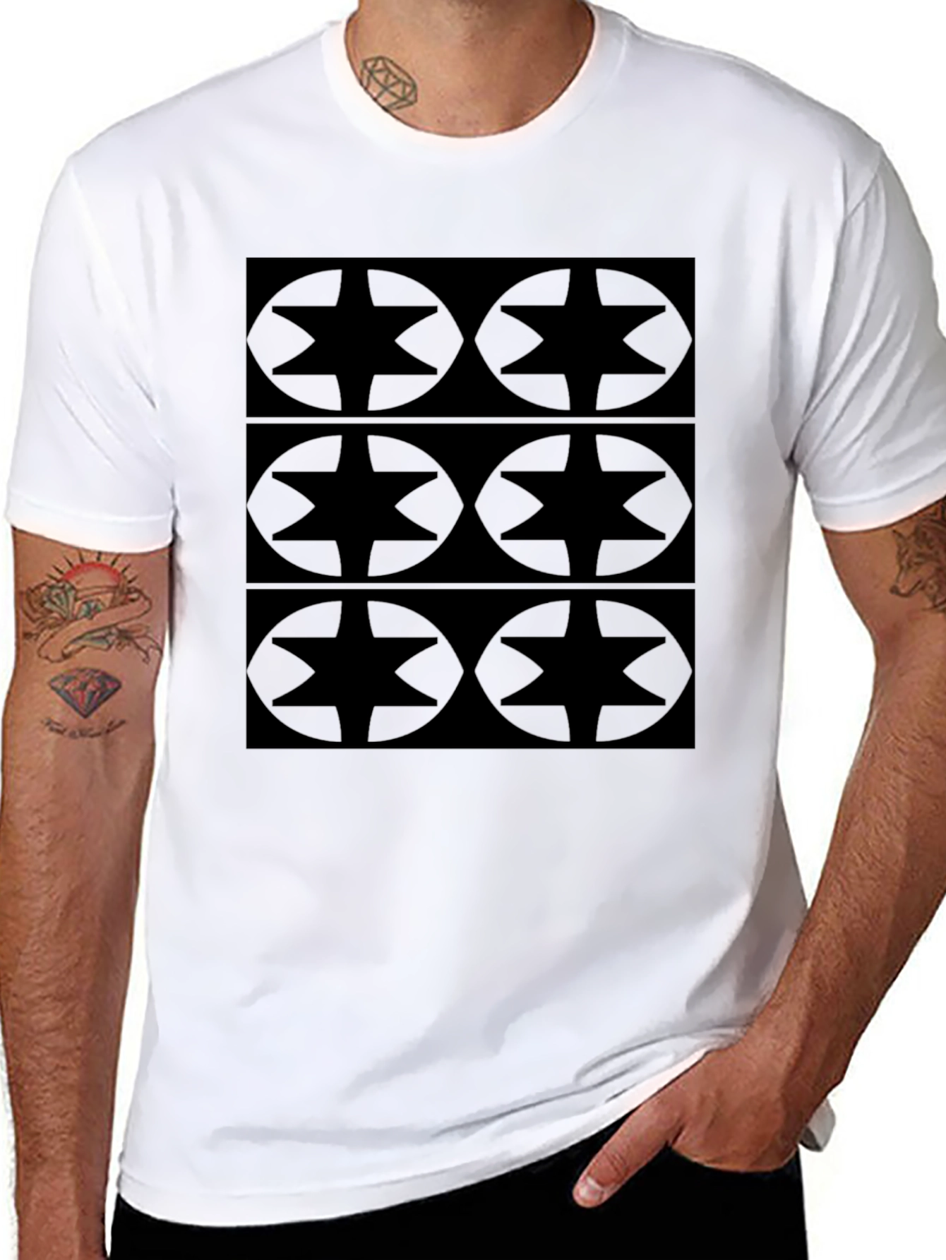 Geometric Star Patterned T-Shirt