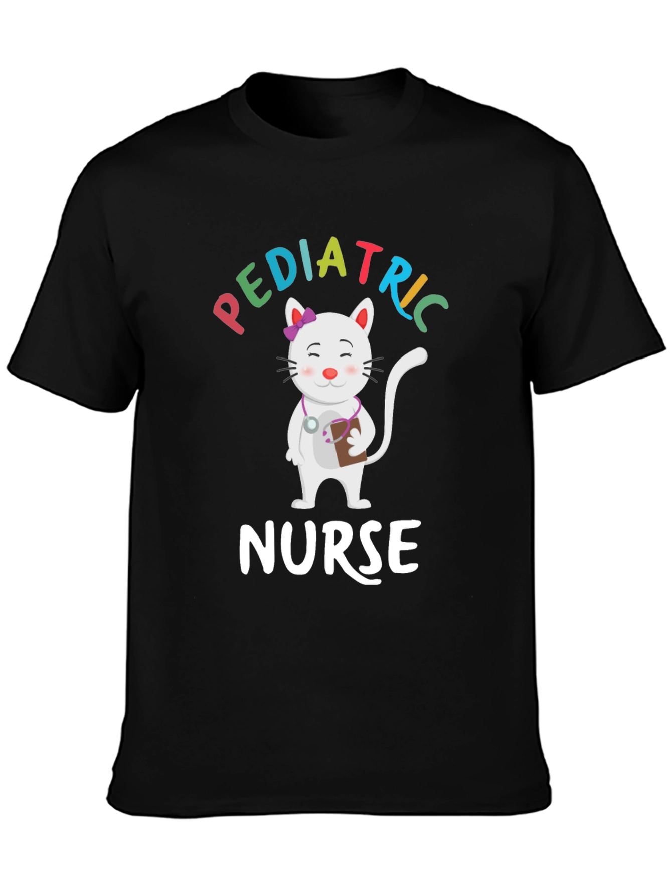 Pediatric Nurse Cat Graphic T-Shirt
