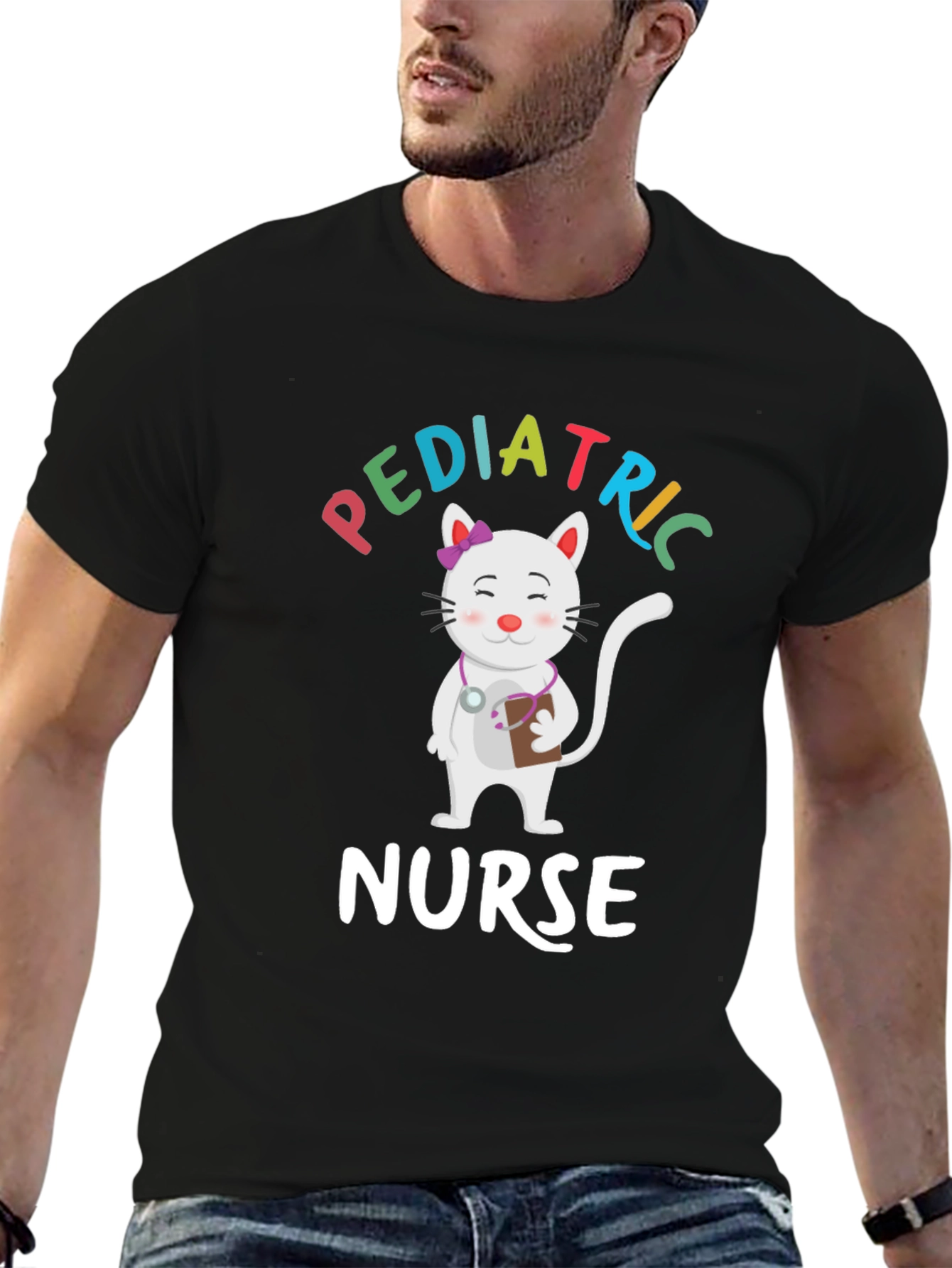 Pediatric Nurse Cat Graphic T-Shirt