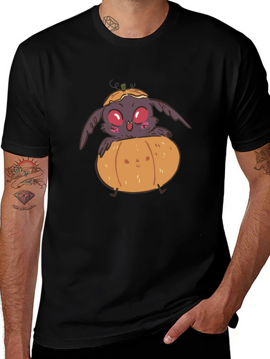 Spooky Cute Moth in Pumpkin Halloween Black T-Shirt