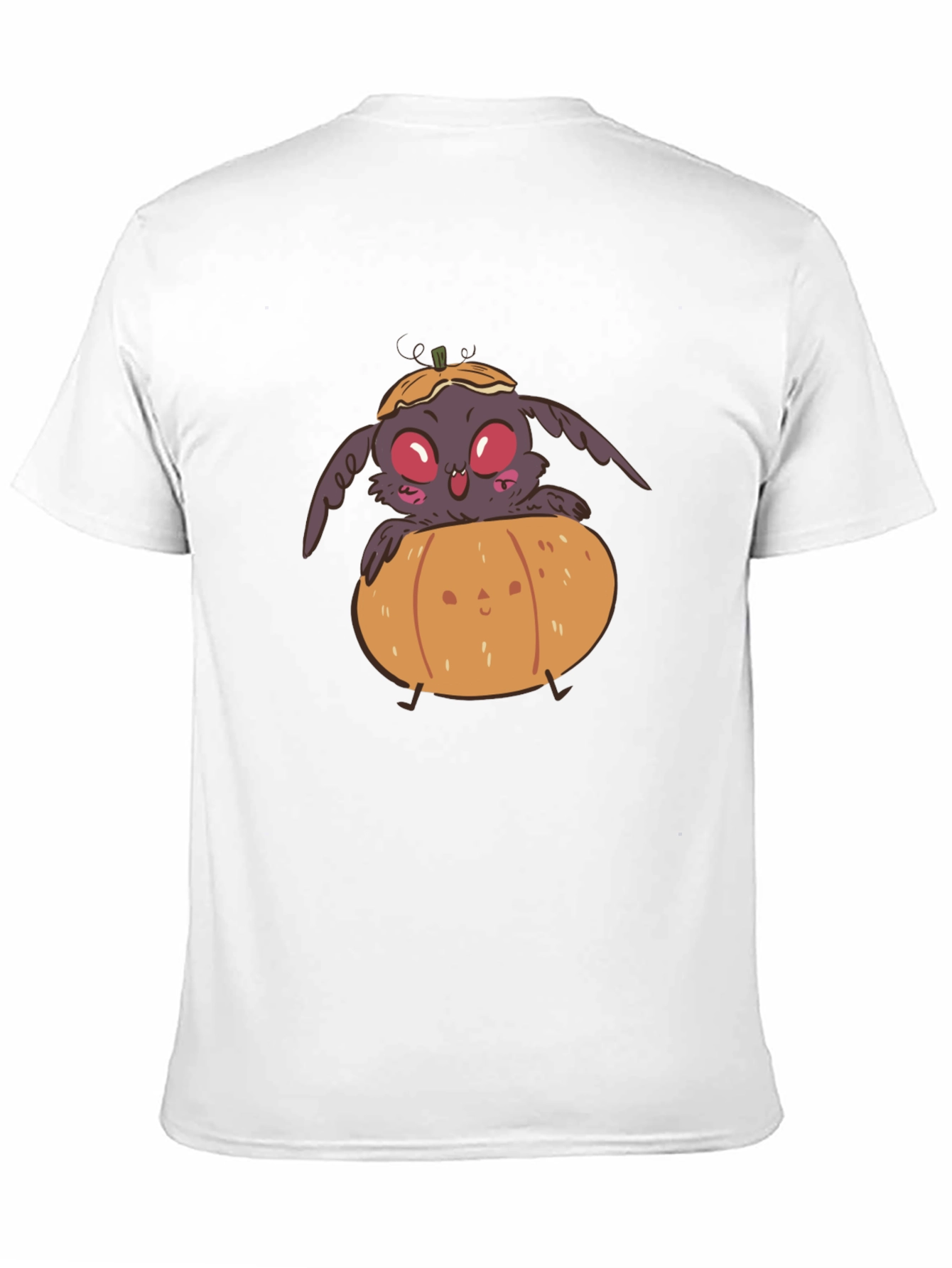 Spooky Cute Moth in Pumpkin Halloween Black T-Shirt