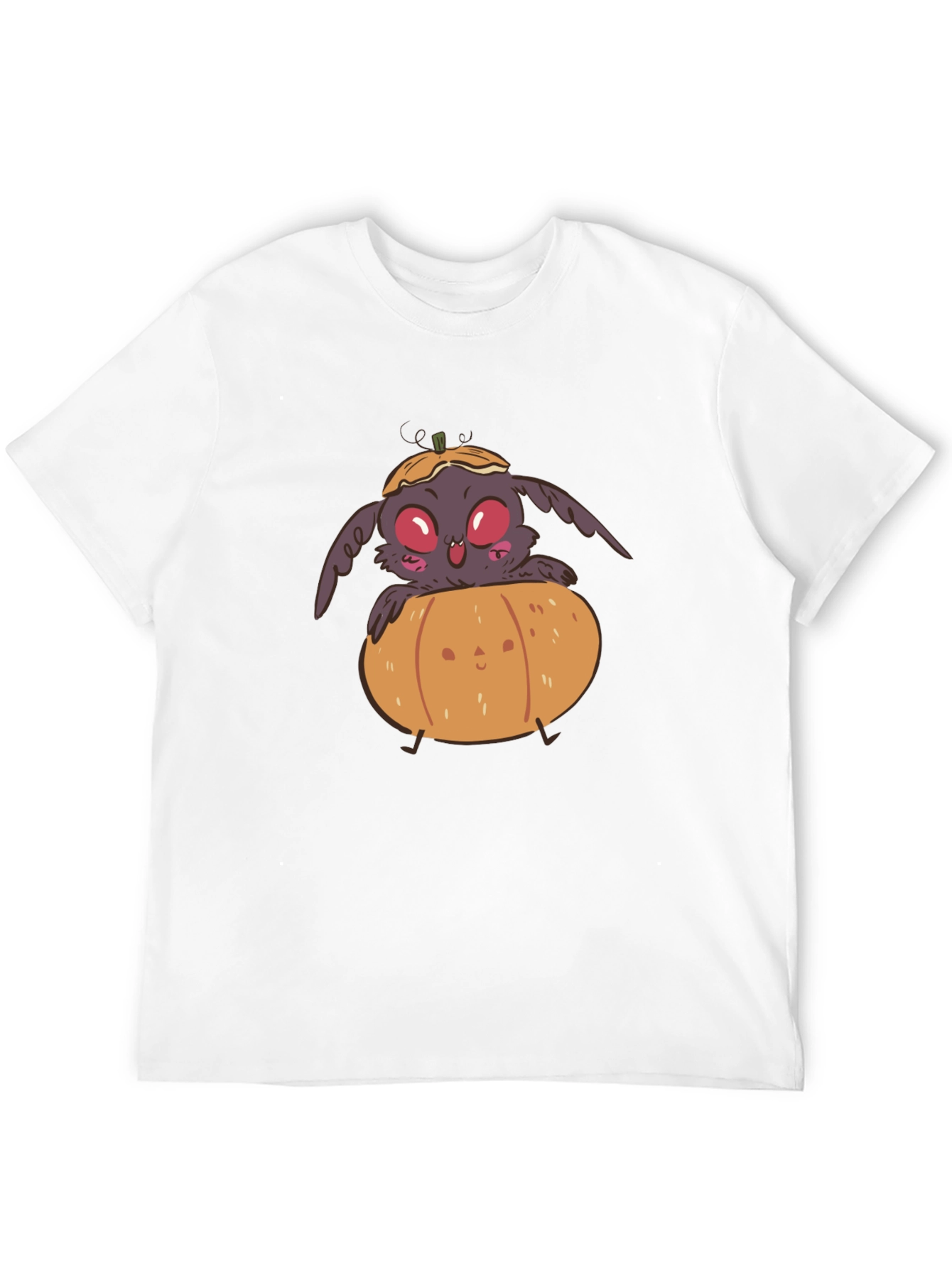 Spooky Cute Moth in Pumpkin Halloween Black T-Shirt