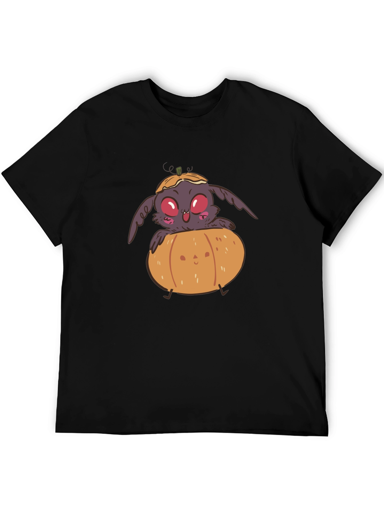 Spooky Cute Moth in Pumpkin Halloween Black T-Shirt
