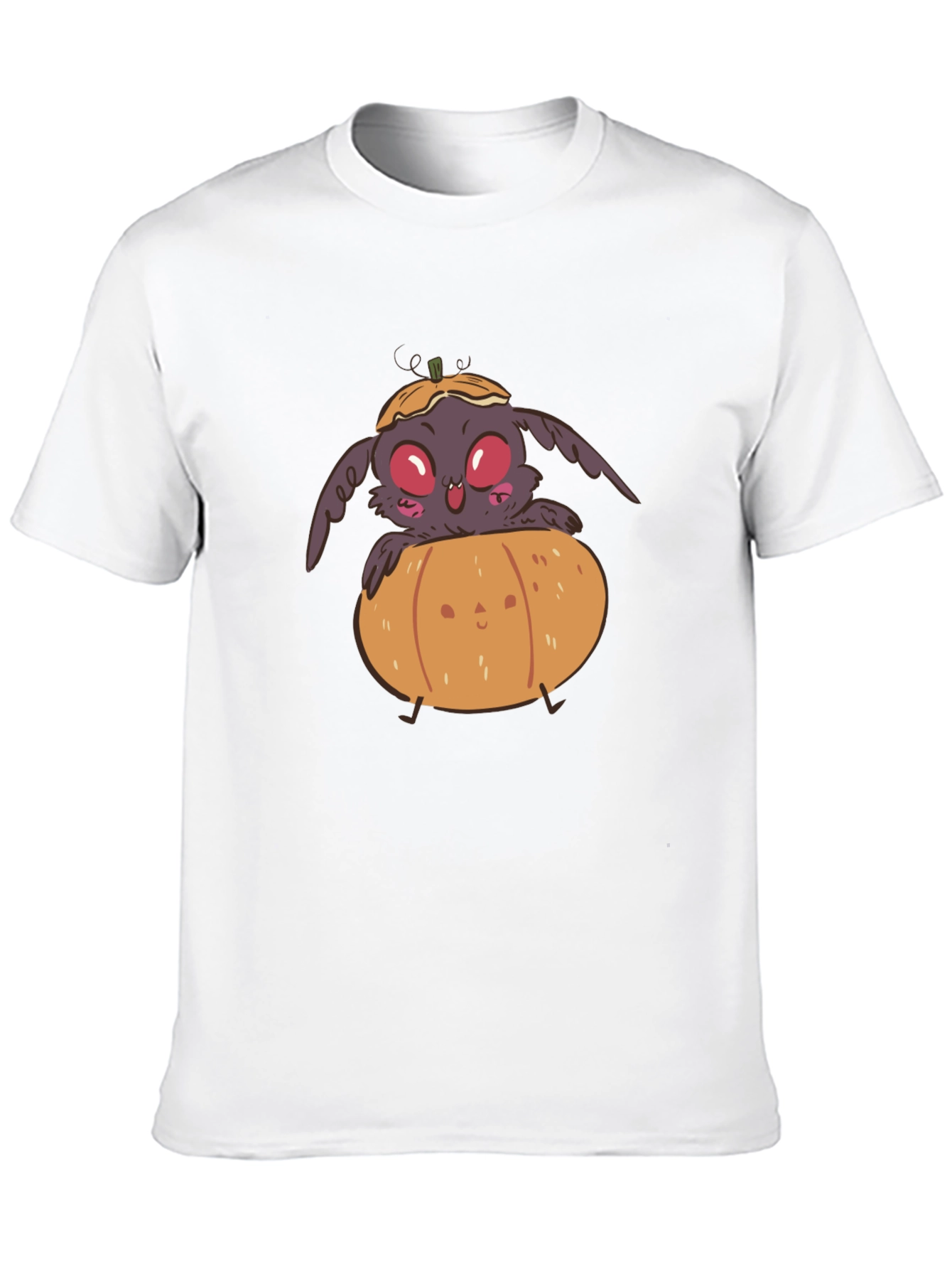 Spooky Cute Moth in Pumpkin Halloween Black T-Shirt