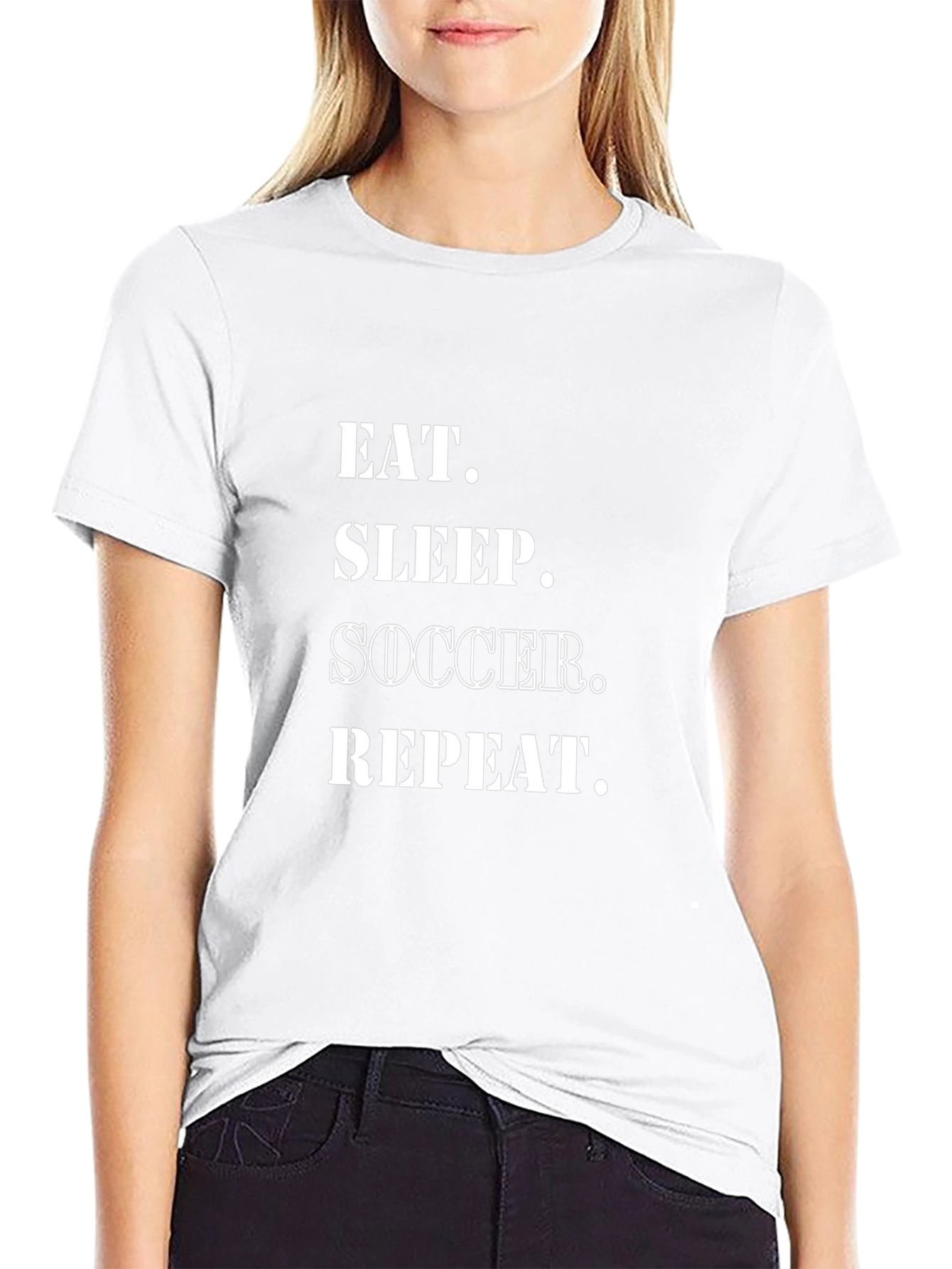 Eat Sleep Soccer Repeat Black Graphic T-Shirt