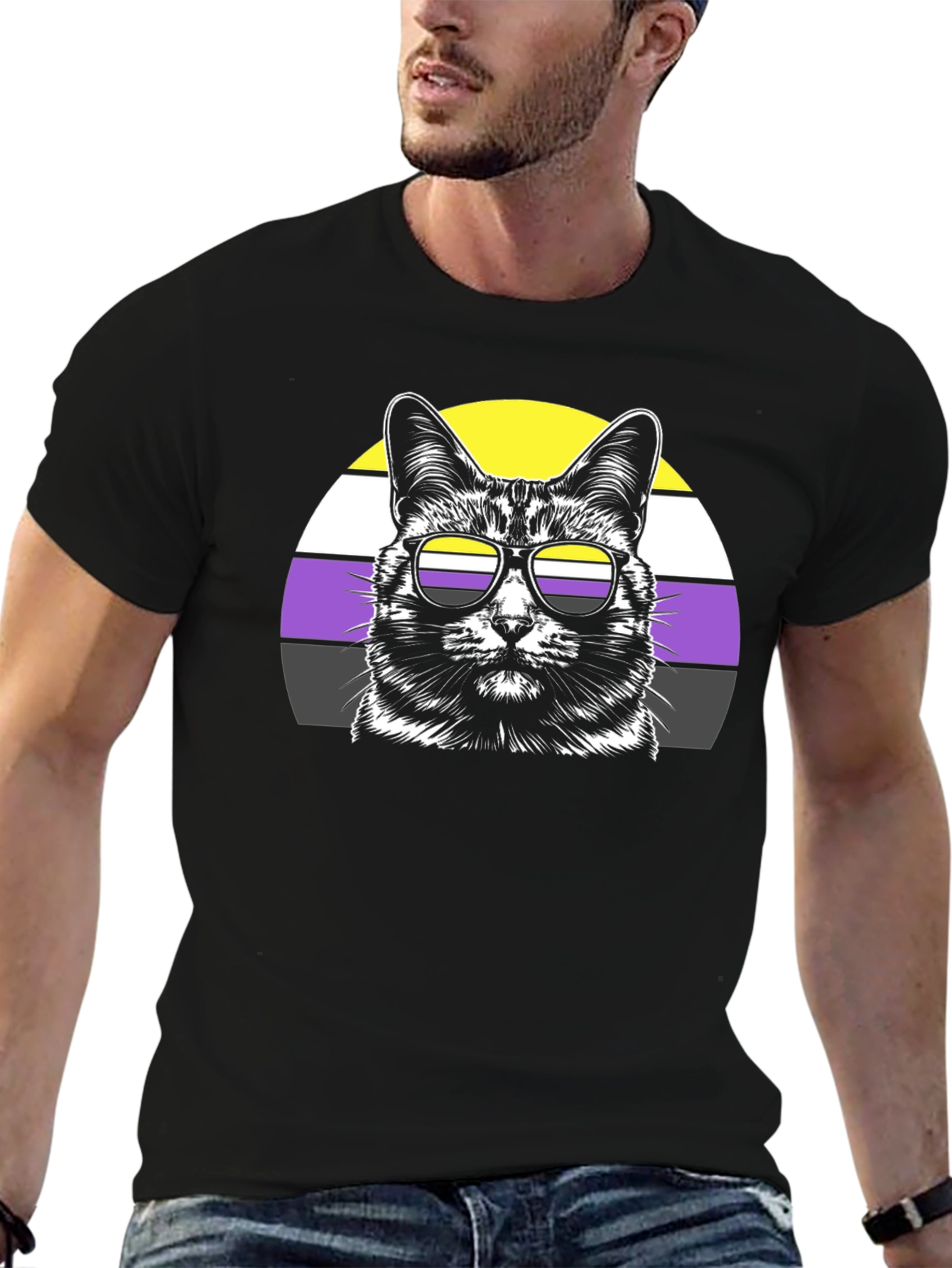 Non-Binary Pride Cat T-Shirt