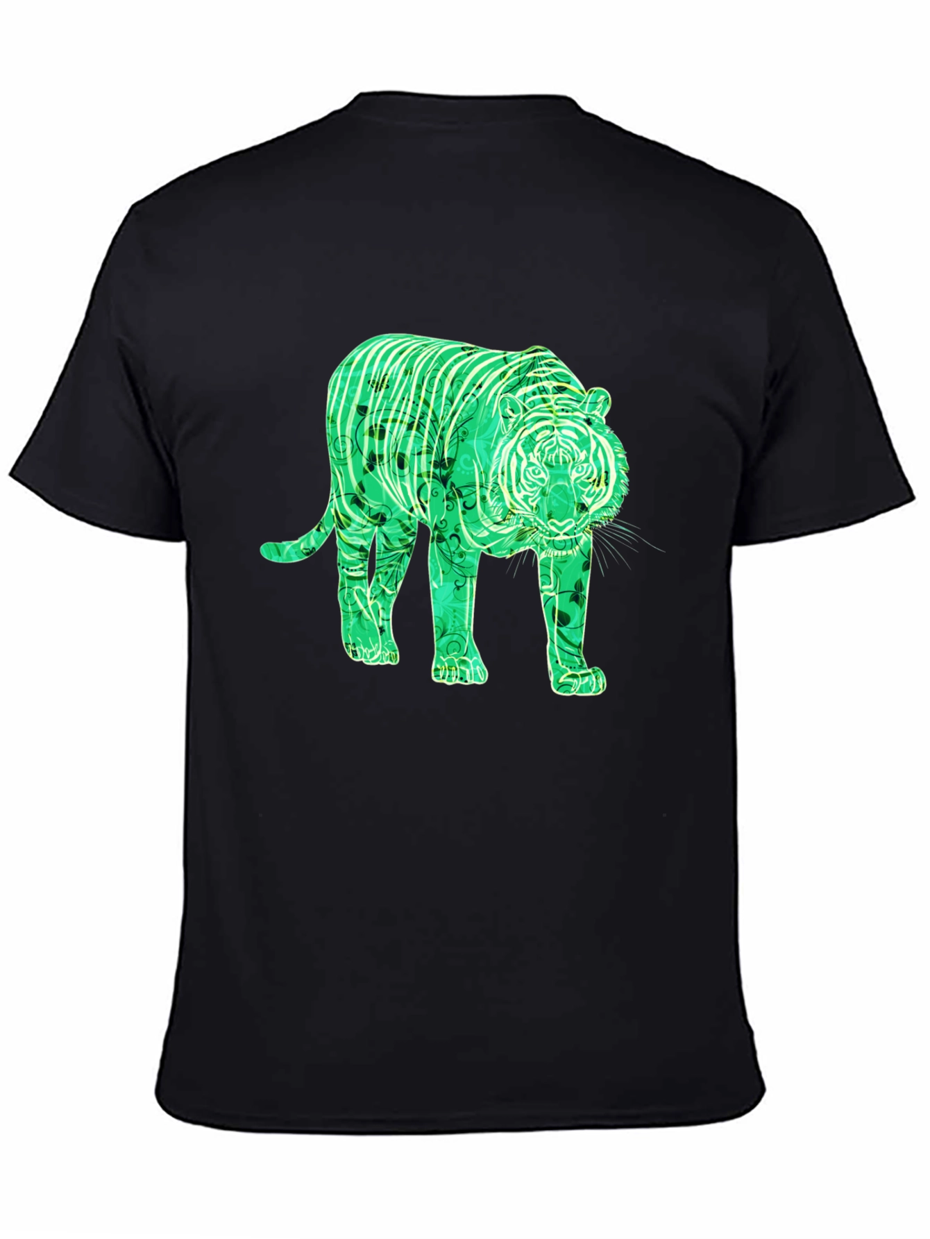 Green Tiger Graphic Tee - Mens Black T-Shirt