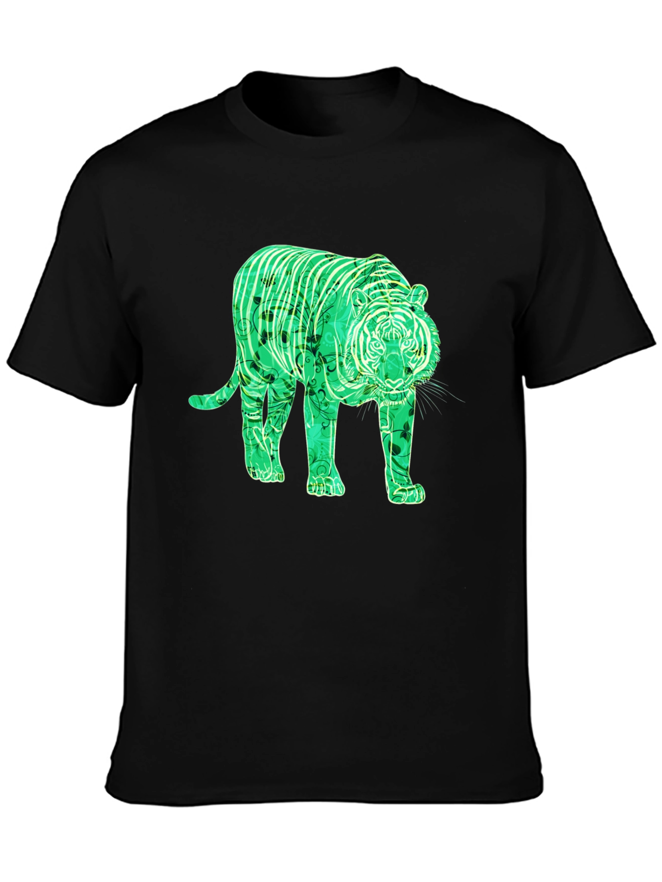 Green Tiger Graphic Tee - Mens Black T-Shirt