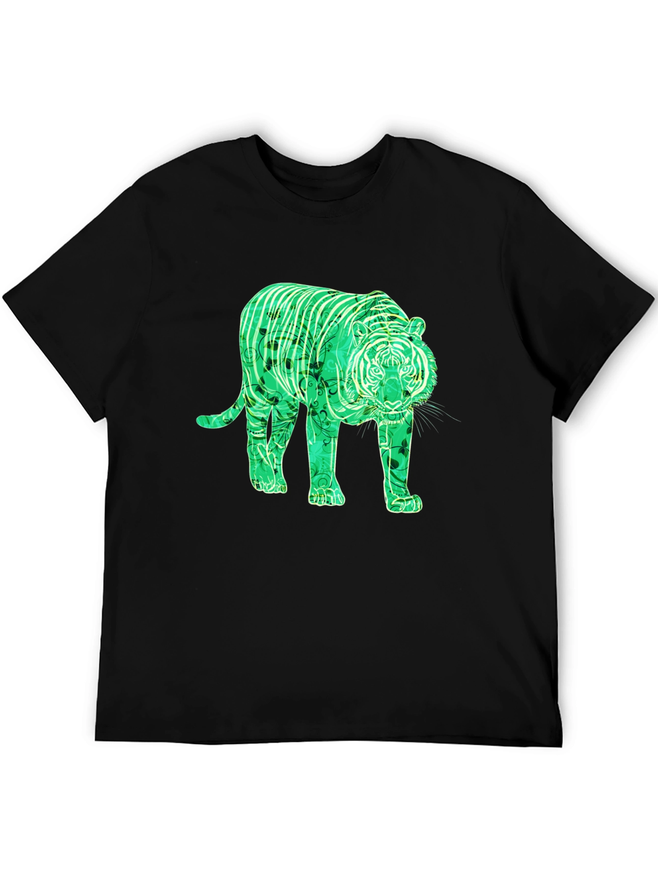 Green Tiger Graphic Tee - Mens Black T-Shirt