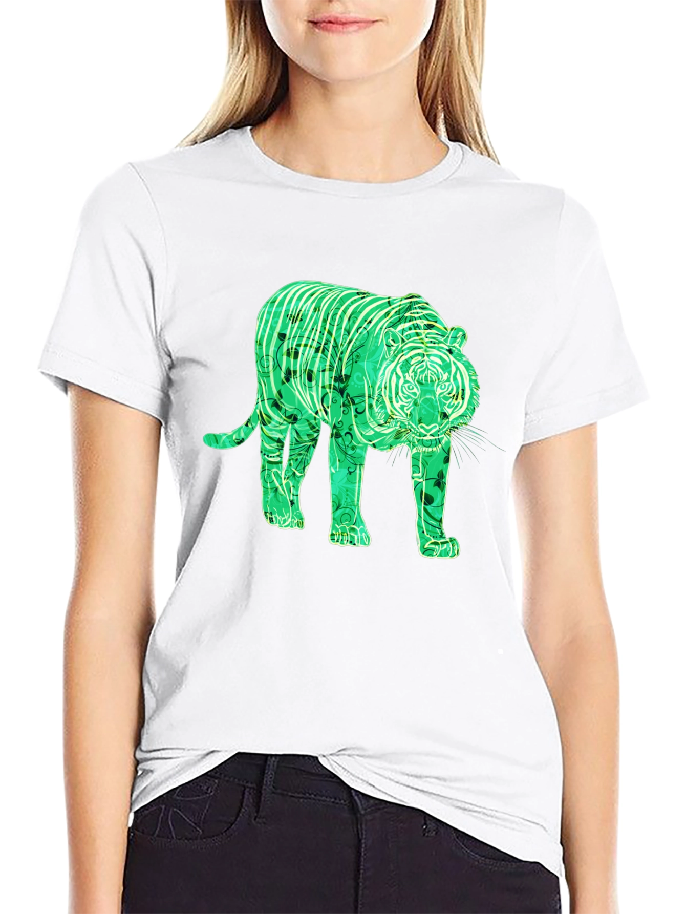 Green Tiger Graphic Tee - Mens Black T-Shirt