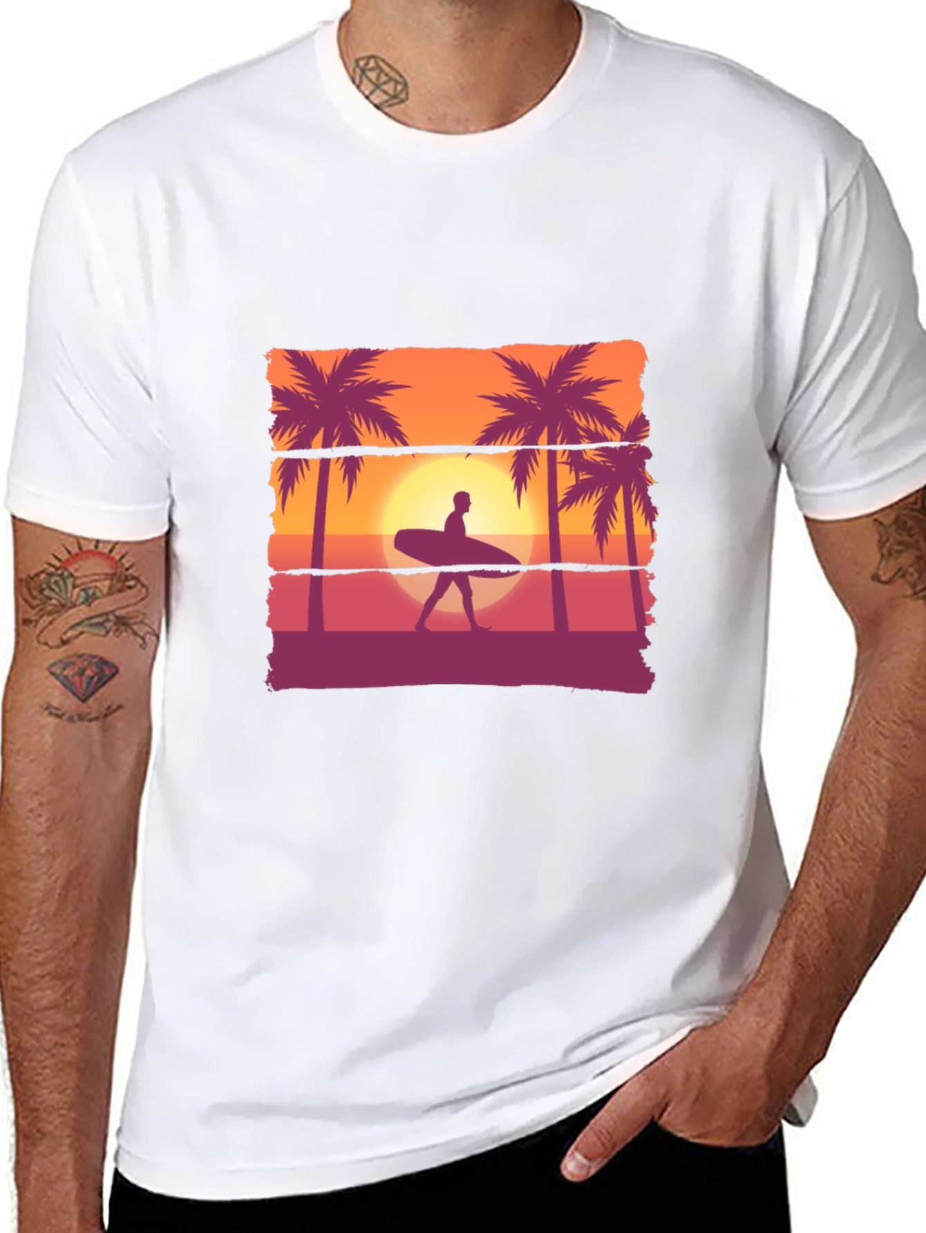 Sunset Surfer T-Shirt: Beach Vibes