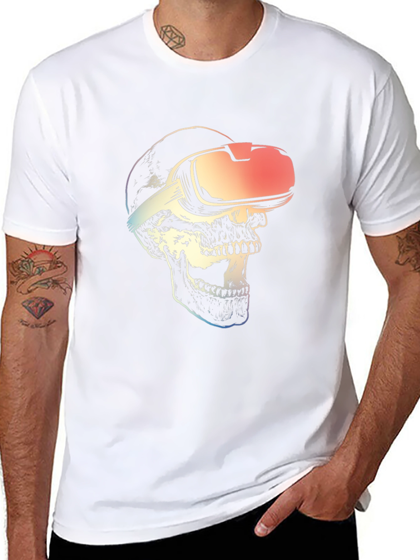 VR Skull Graphic T-Shirt - Black Cotton Tee