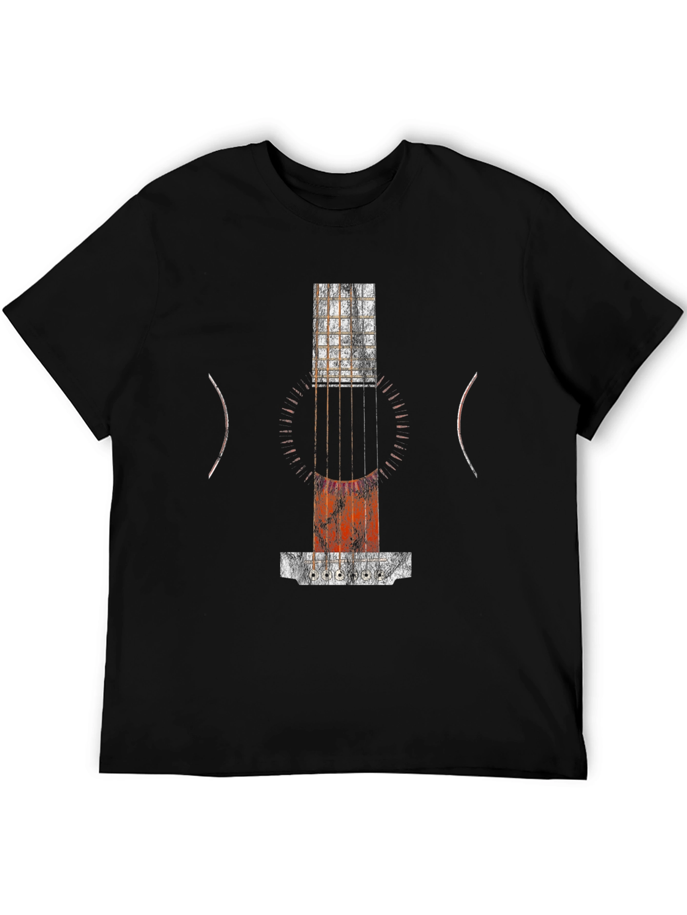 Abstract Guitar Print Black T-Shirt
