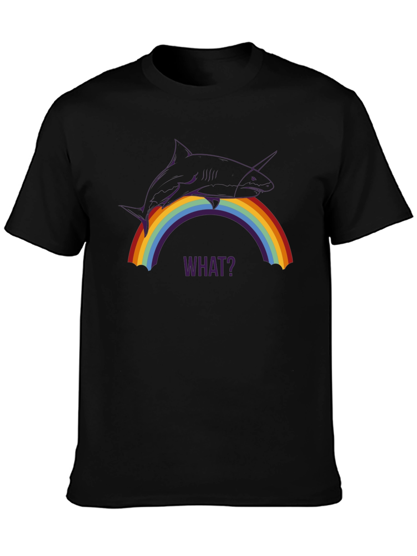 Unicorn Shark Rainbow What? Graphic Tee