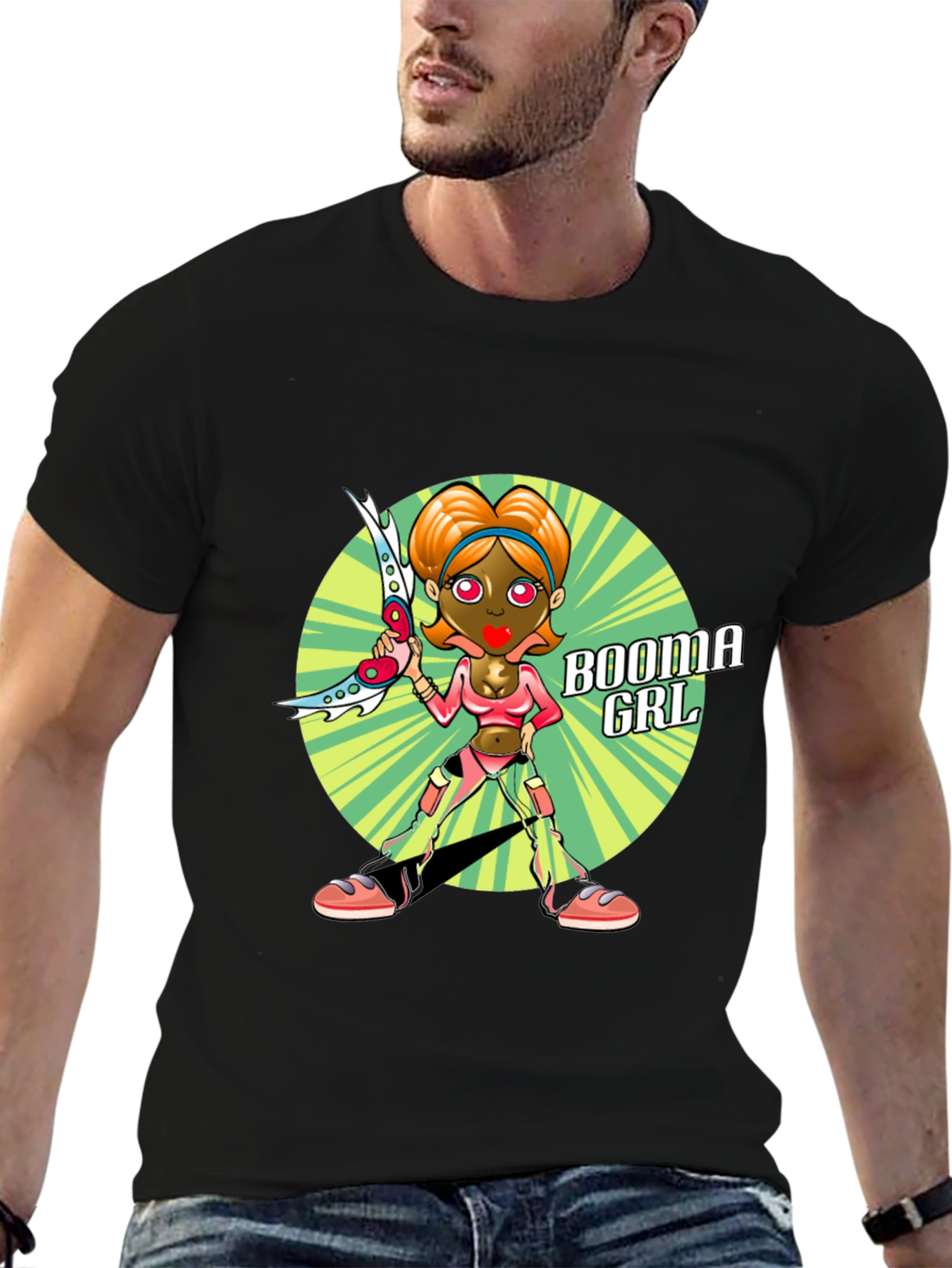 Booma Girl Graphic Tee - Unique Cartoon Design