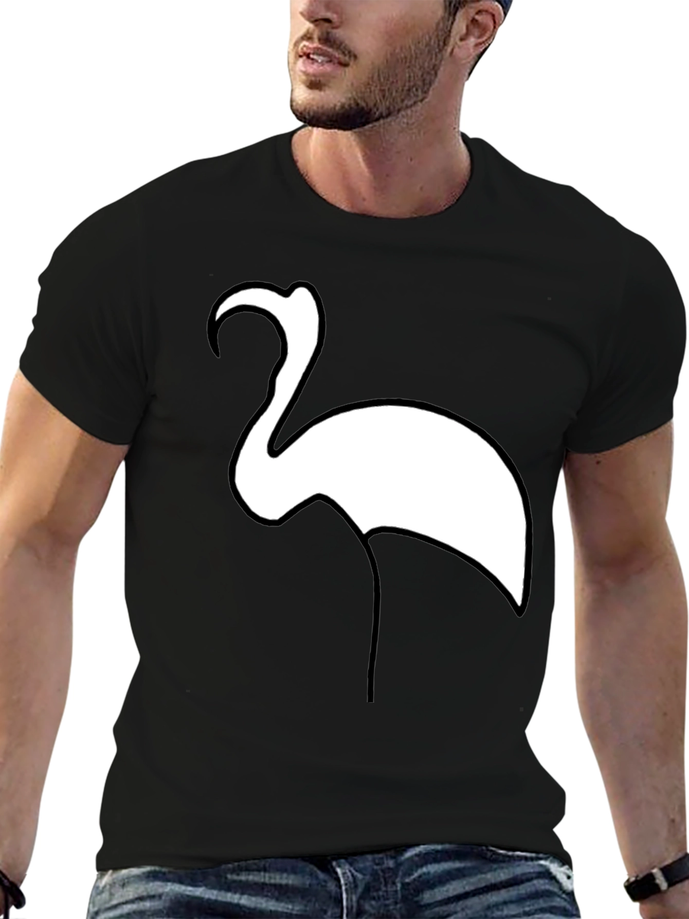 Flamingo Graphic Tee - Casual Black T-Shirt