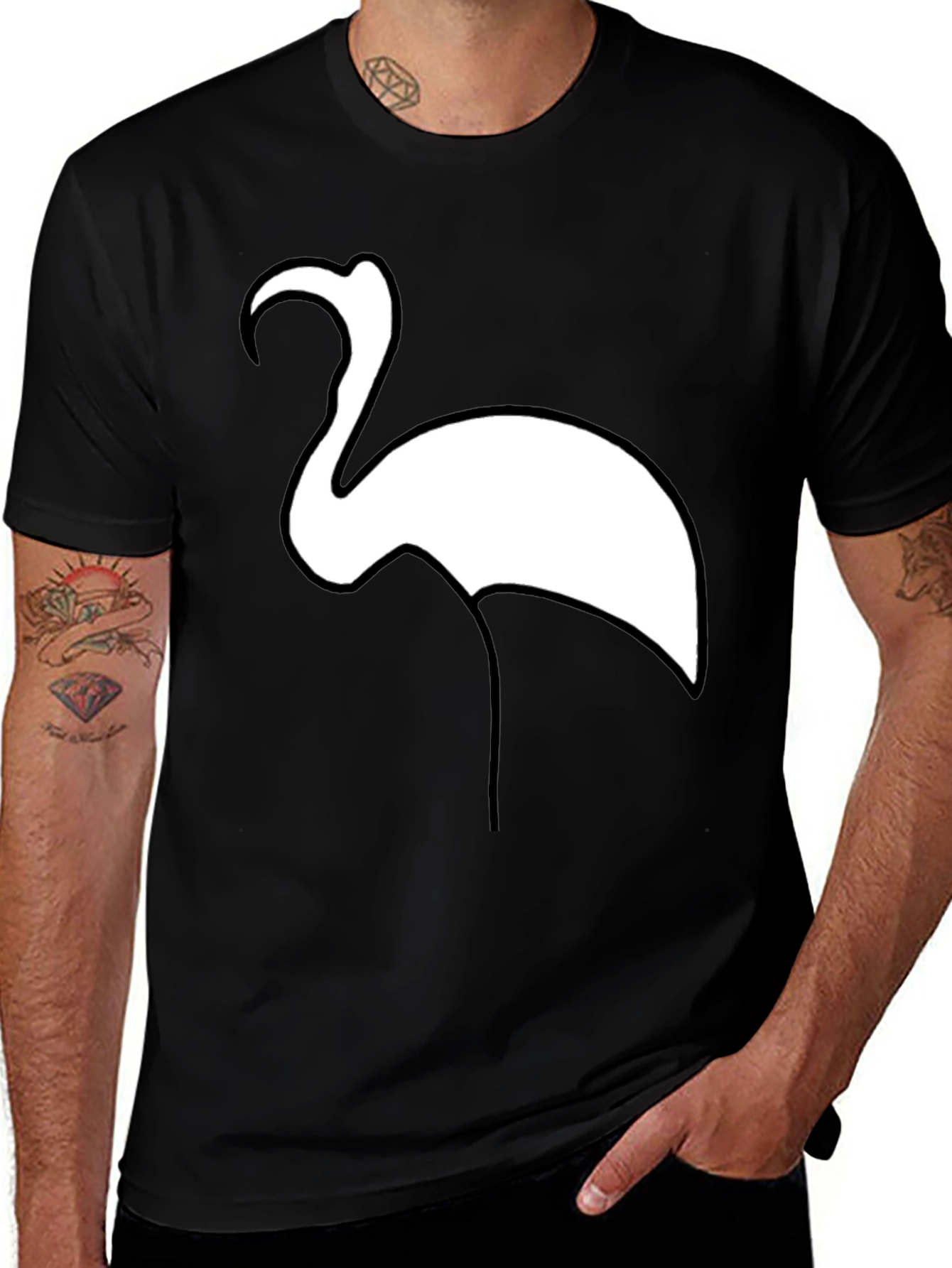 Flamingo Graphic Tee - Casual Black T-Shirt