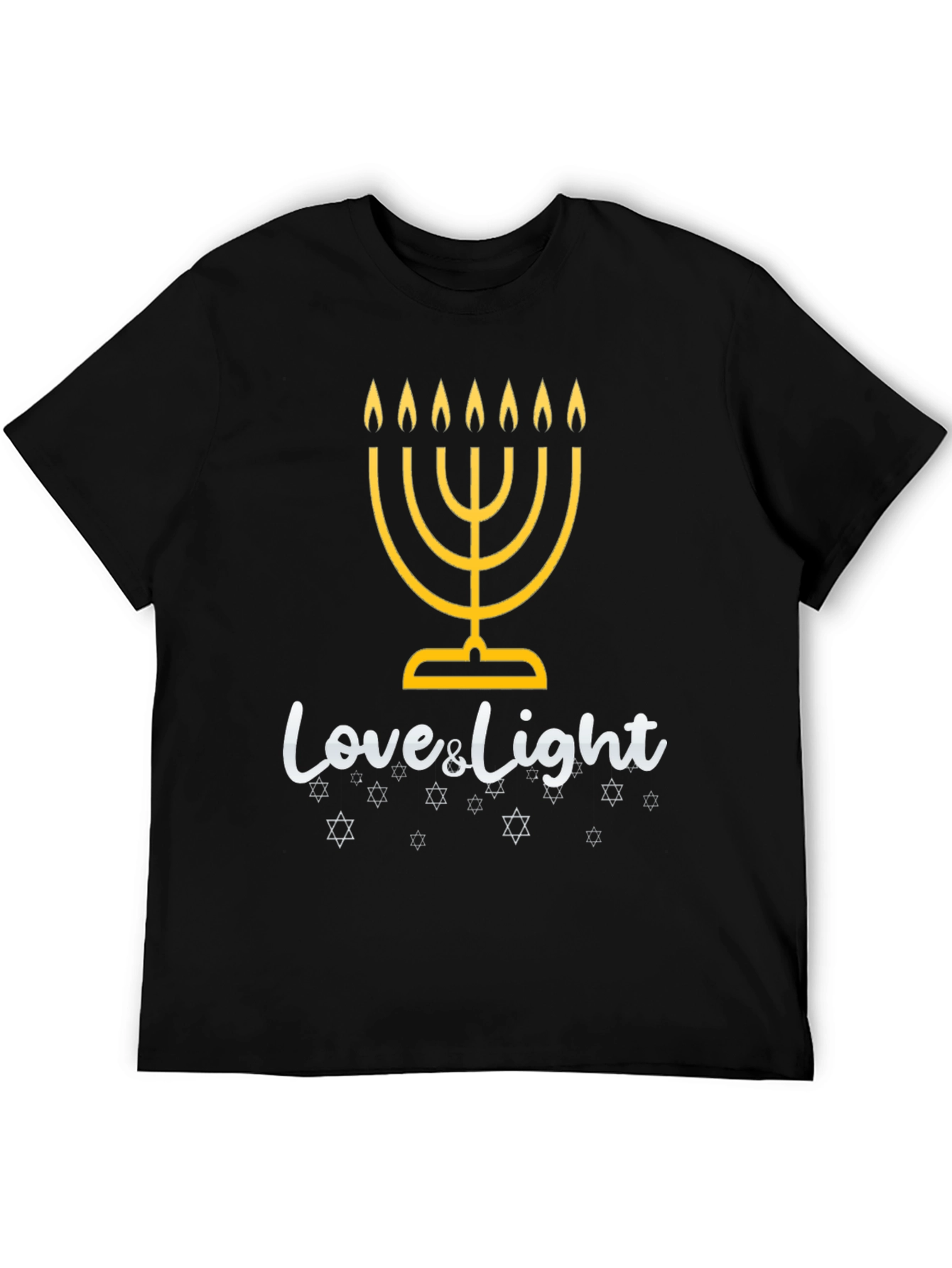Mens Black Hanukkah Love & Light Graphic Tee