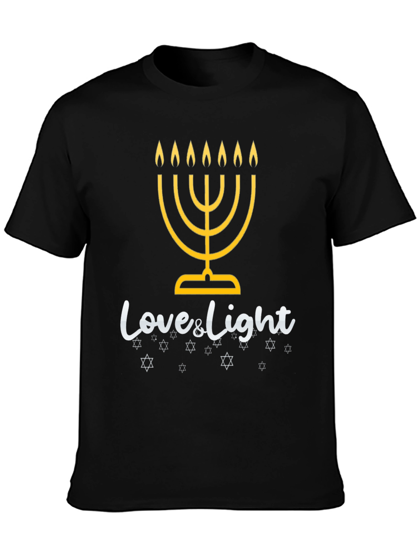 Mens Black Hanukkah Love & Light Graphic Tee