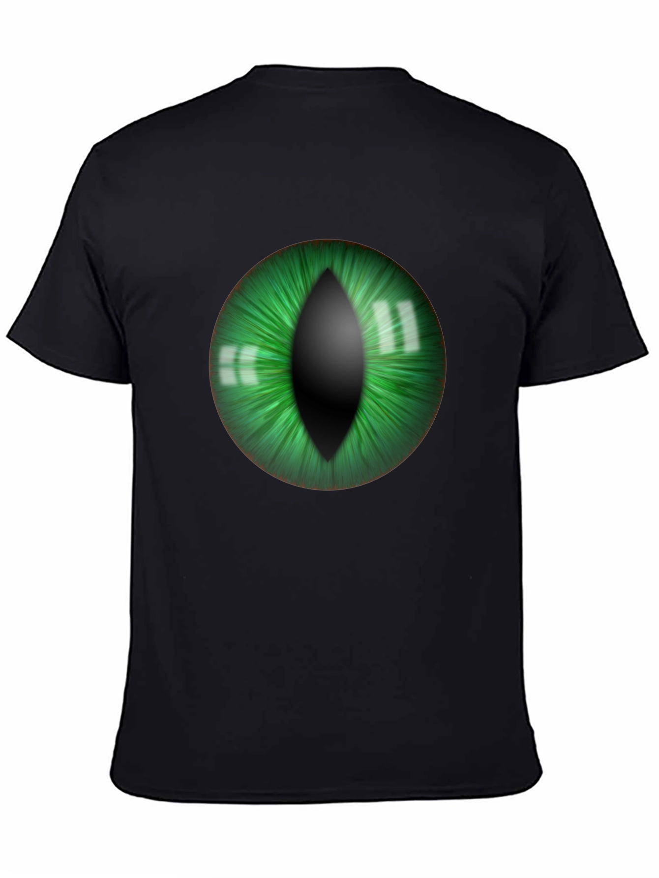 Mens Black T-Shirt with Green Eye Graphic