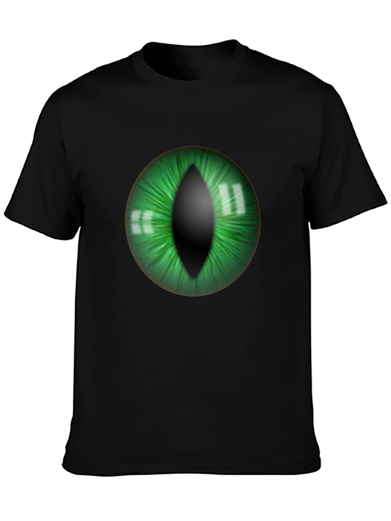 Mens Black T-Shirt with Green Eye Graphic