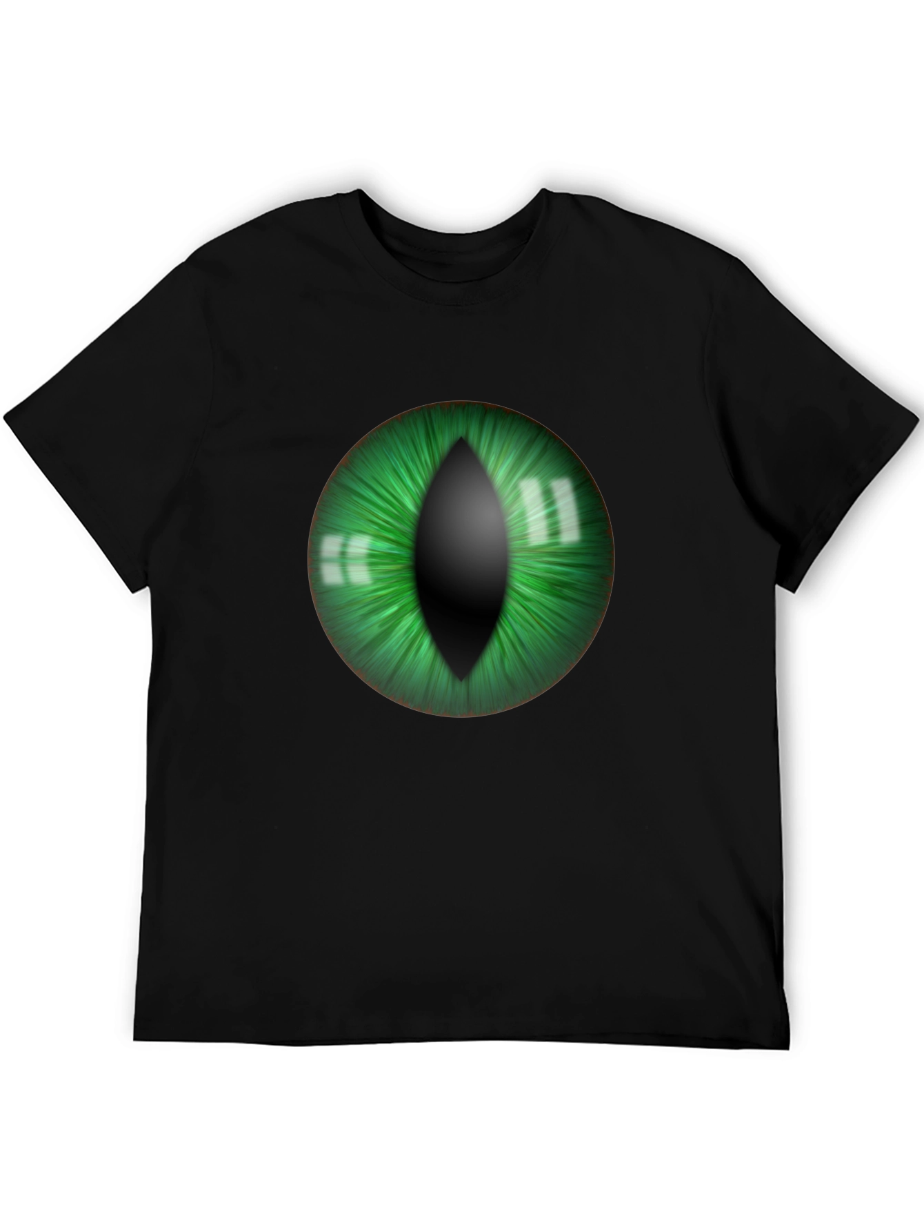 Mens Black T-Shirt with Green Eye Graphic