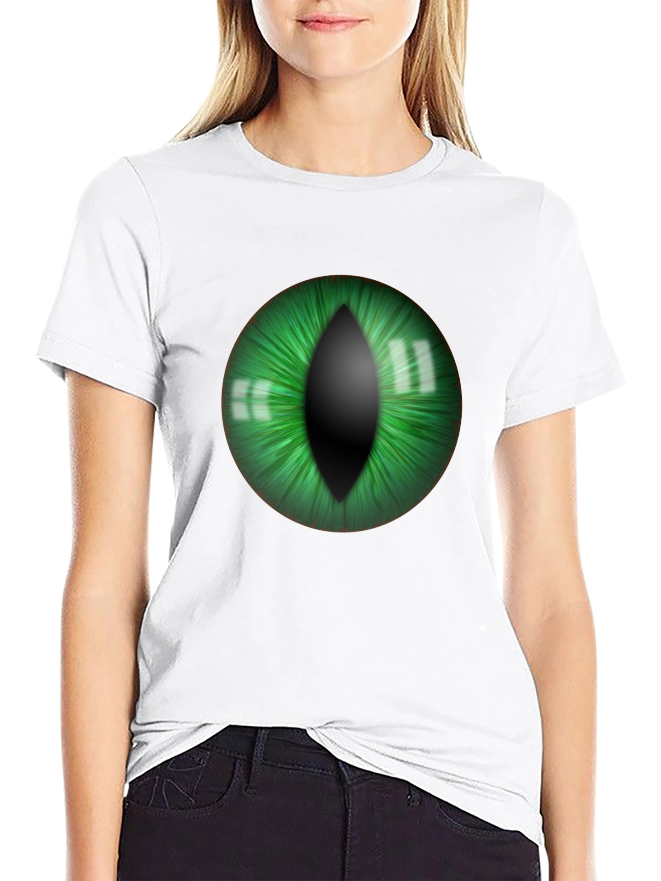 Mens Black T-Shirt with Green Eye Graphic