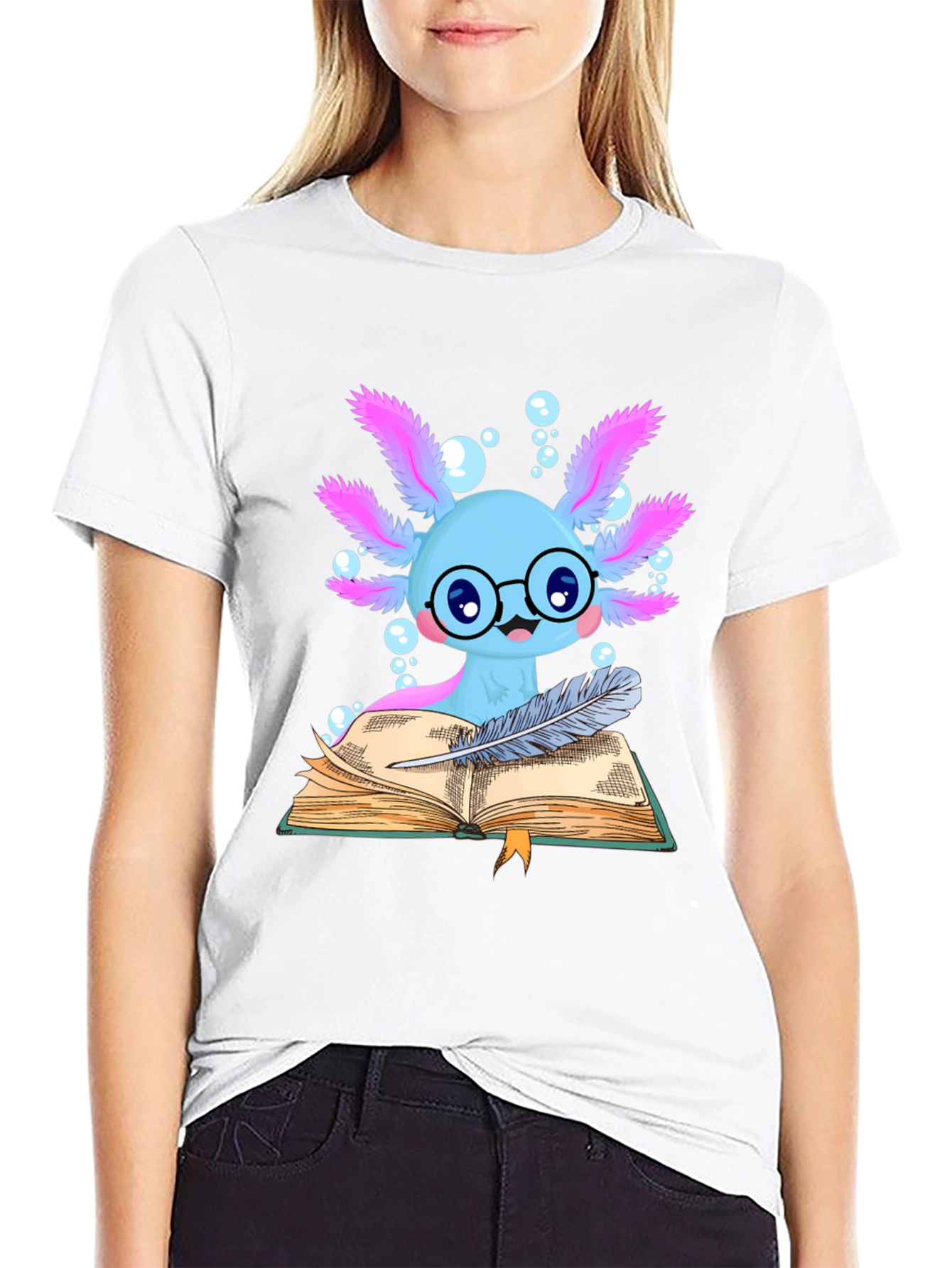Axolotl Reader Graphic T-Shirt