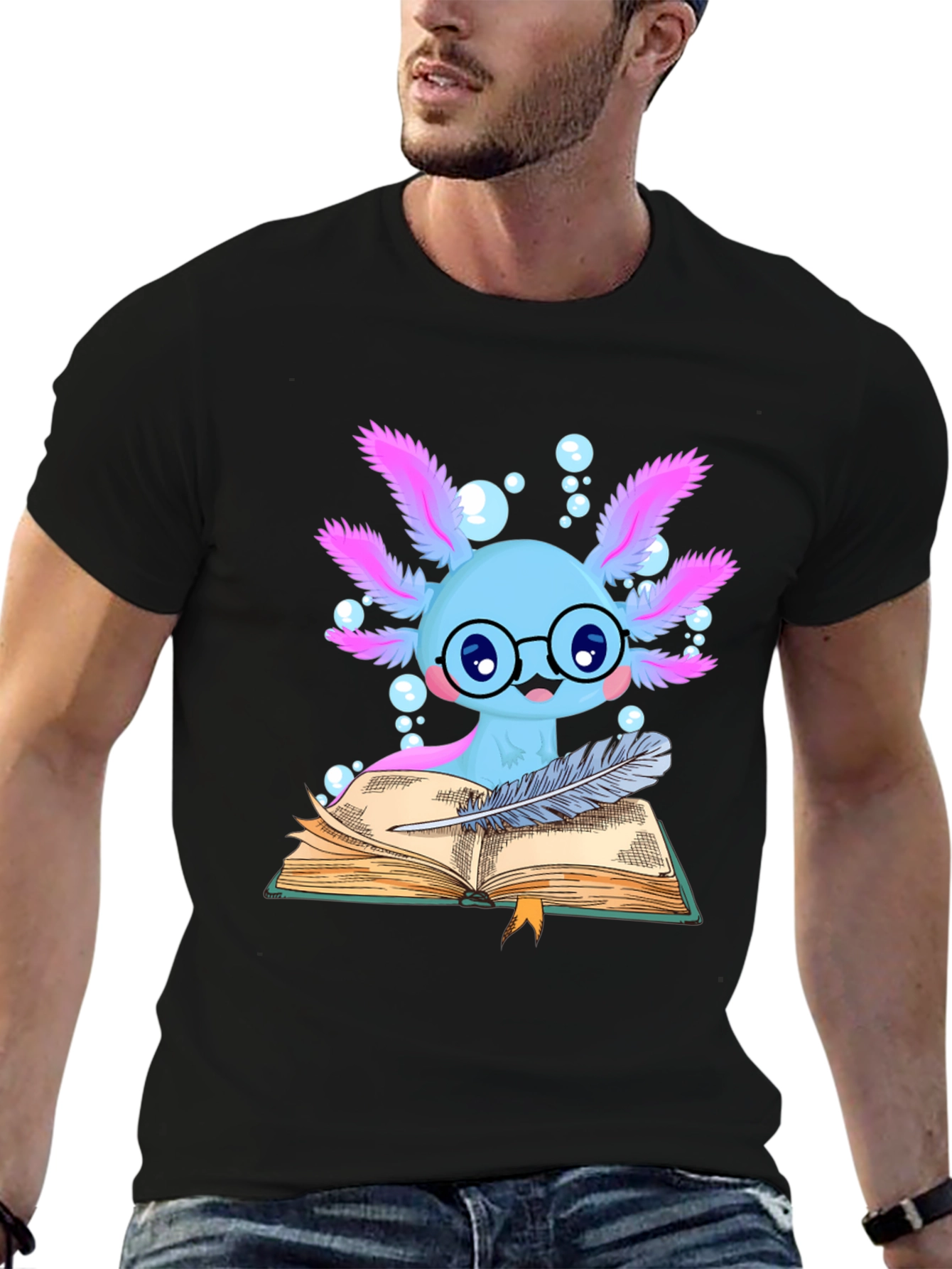 Axolotl Reader Graphic T-Shirt