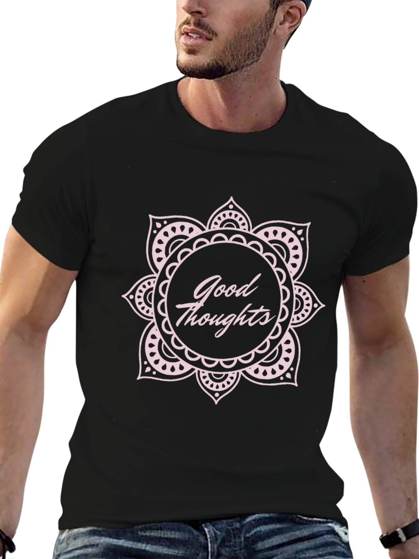Good Thoughts Mandala Graphic Black T-Shirt