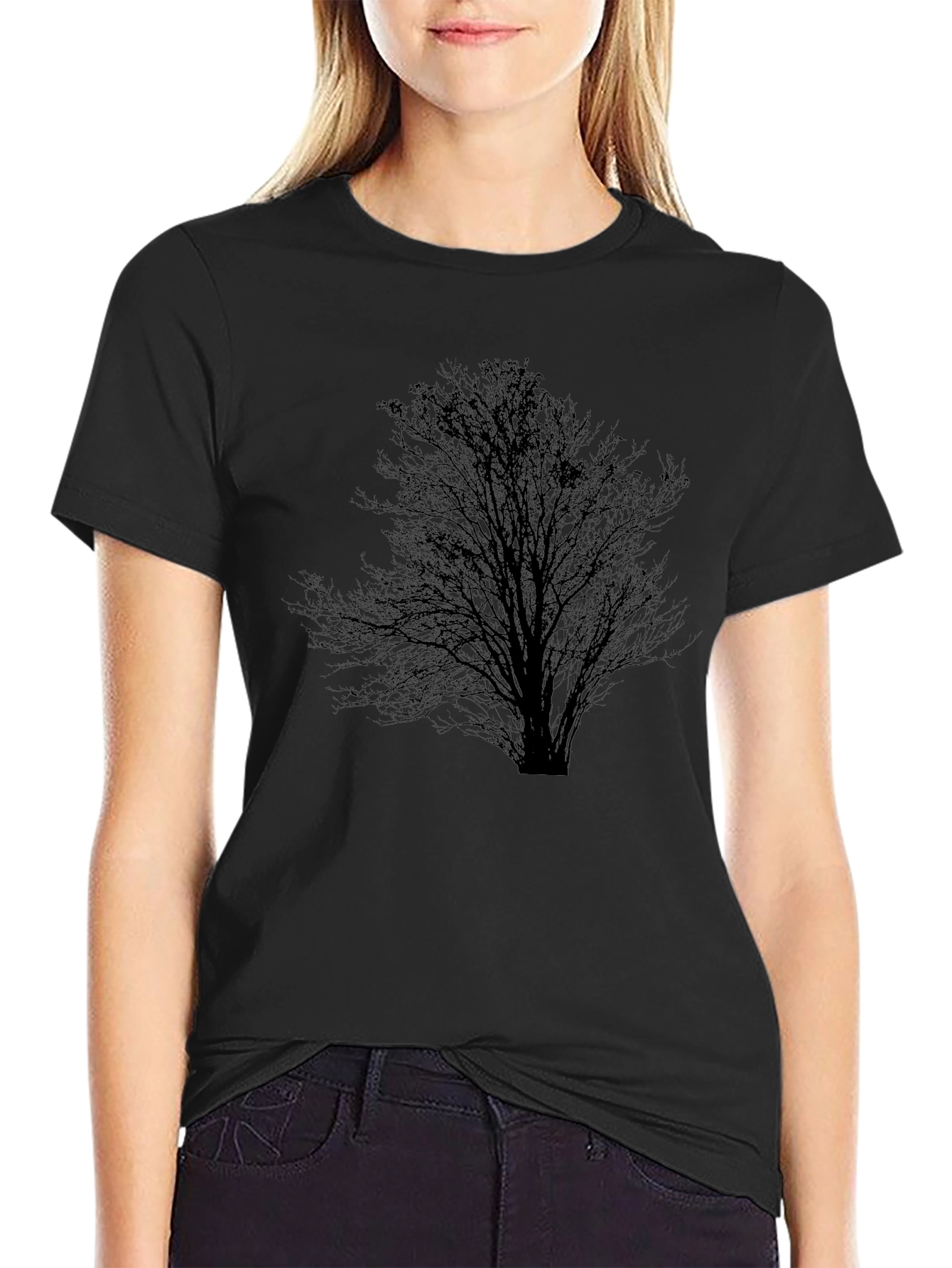 Mens Black Tree Silhouette Graphic Tee