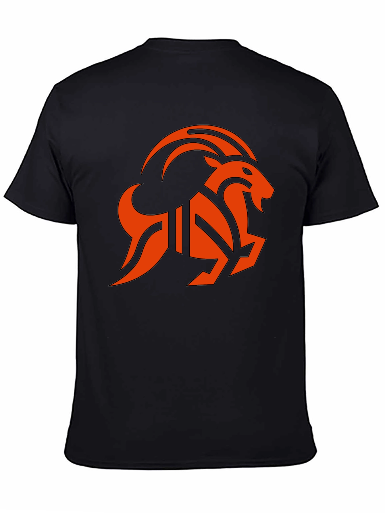 Black T-Shirt with Orange Goat Graphic