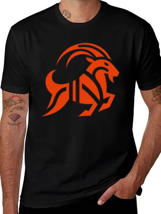 Black T-Shirt with Orange Goat Graphic
