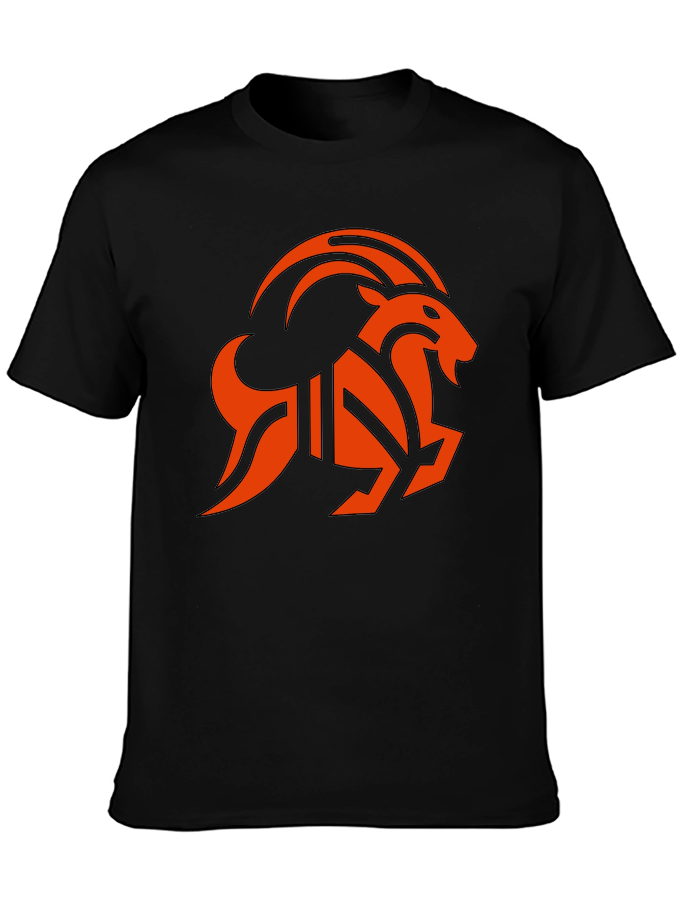 Black T-Shirt with Orange Goat Graphic