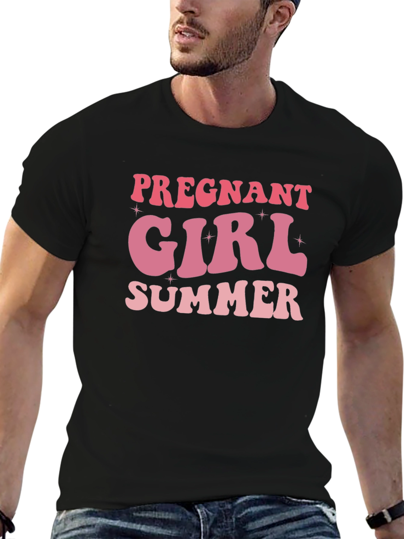 Pregnant Girl Summer Black T-Shirt