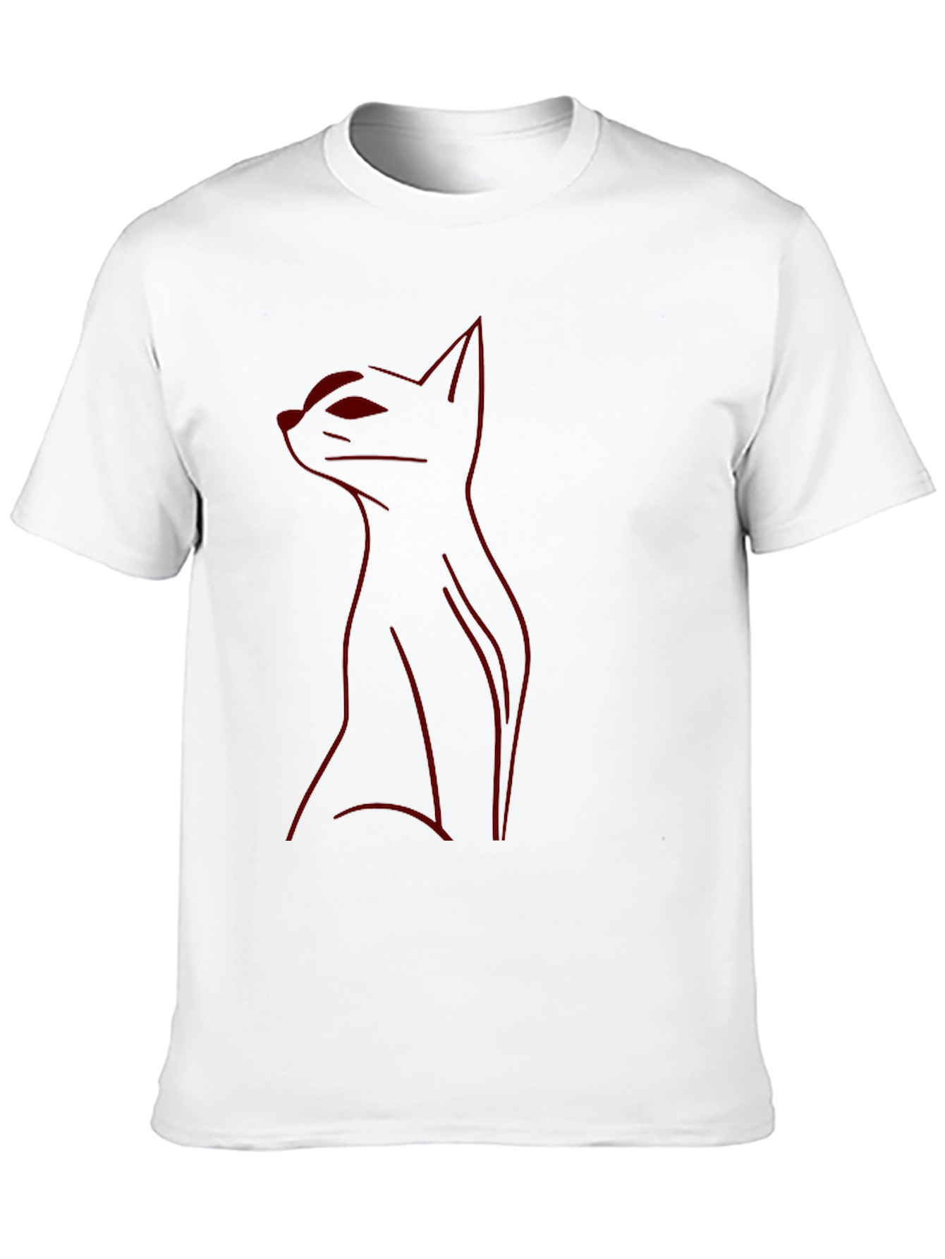 Mens Black T-Shirt with Red Cat Outline