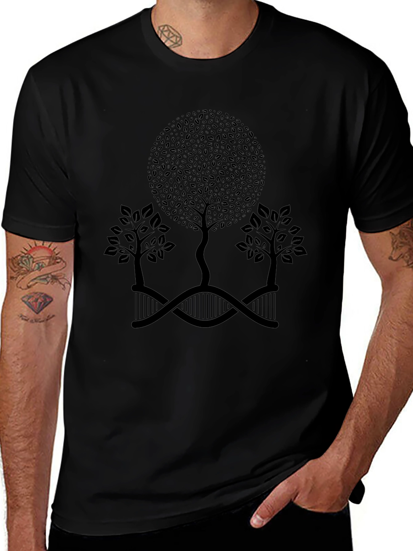 Nature DNA Tree Graphic Black Tee