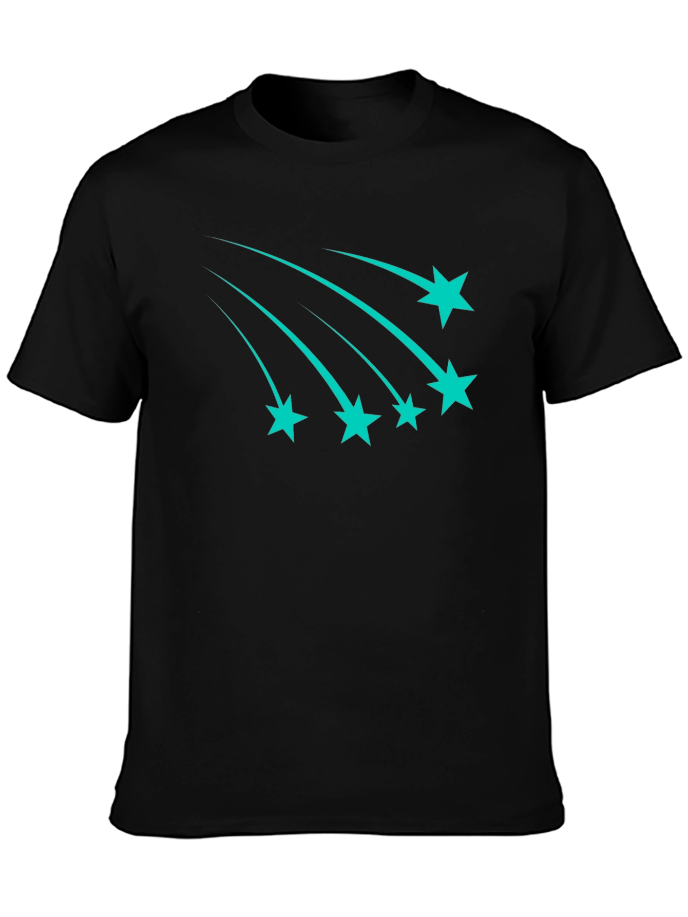 Black Tee with Teal Shooting Stars