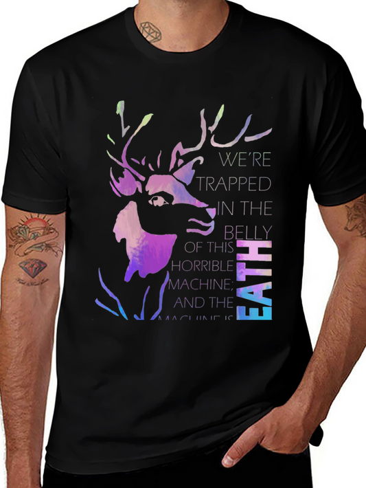 Watercolor Stag T-Shirt - Trapped in the Belly of This Horrible Machine
