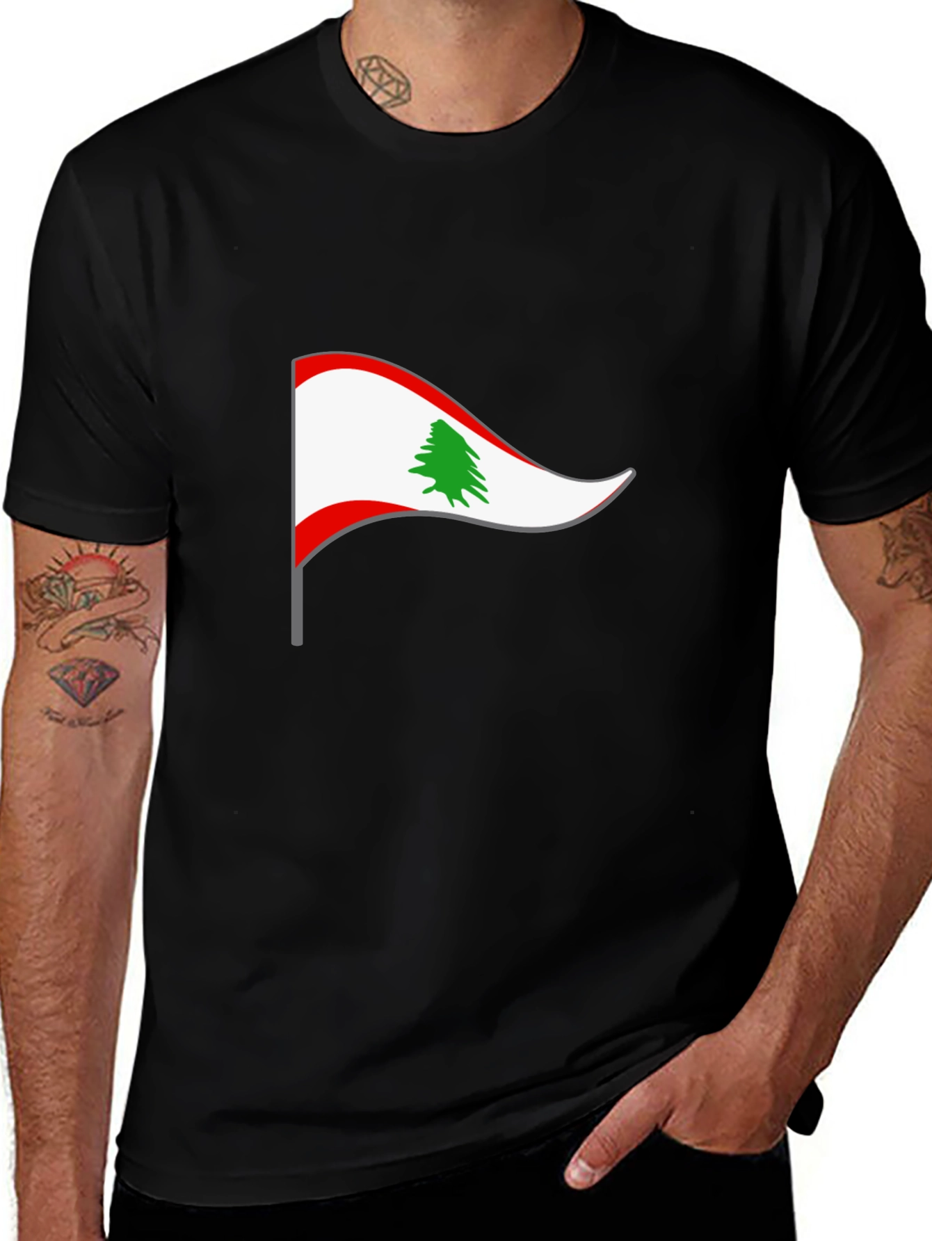 Lebanon Flag Graphic Tee - Black T-Shirt