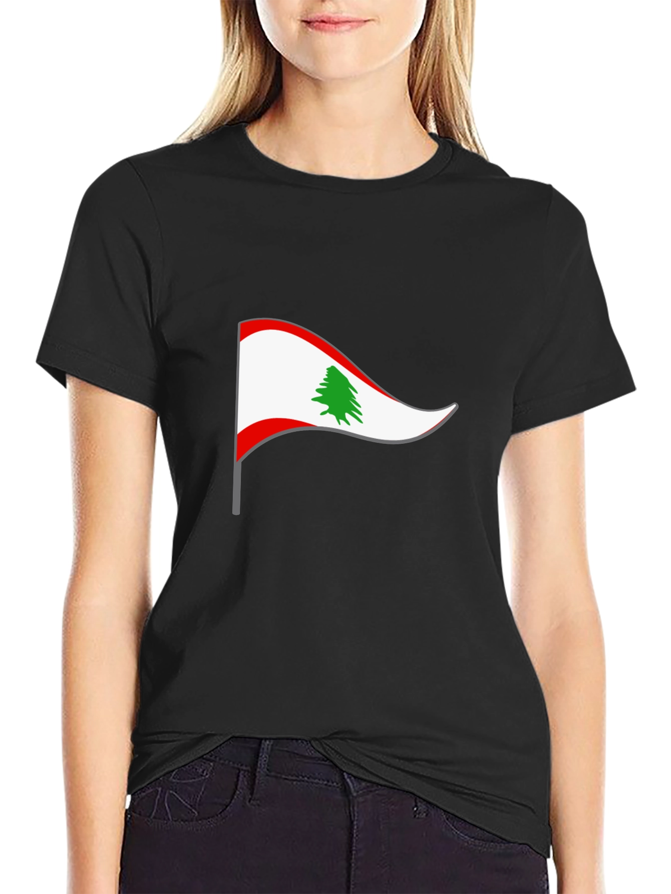 Lebanon Flag Graphic Tee - Black T-Shirt
