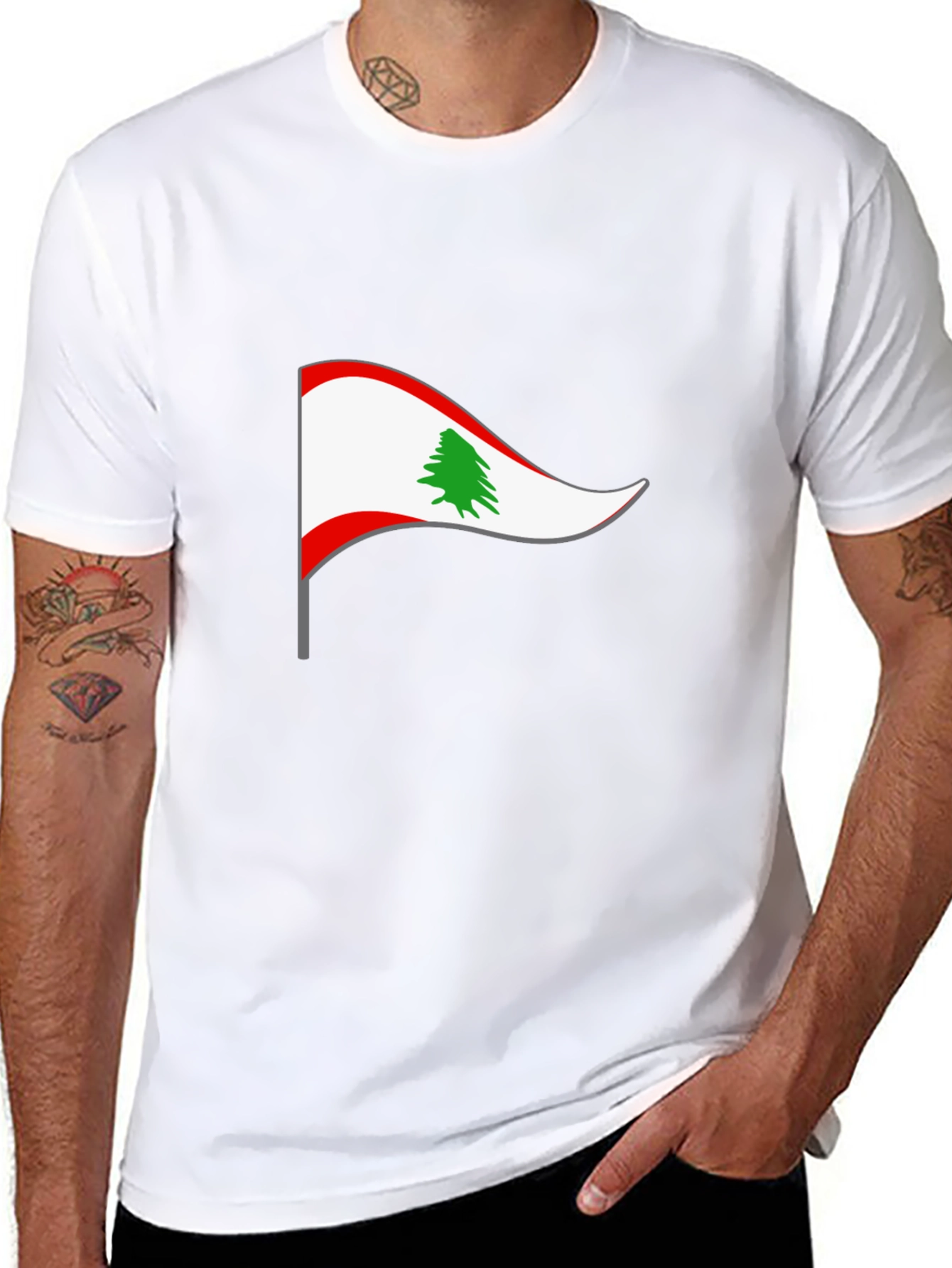 Lebanon Flag Graphic Tee - Black T-Shirt